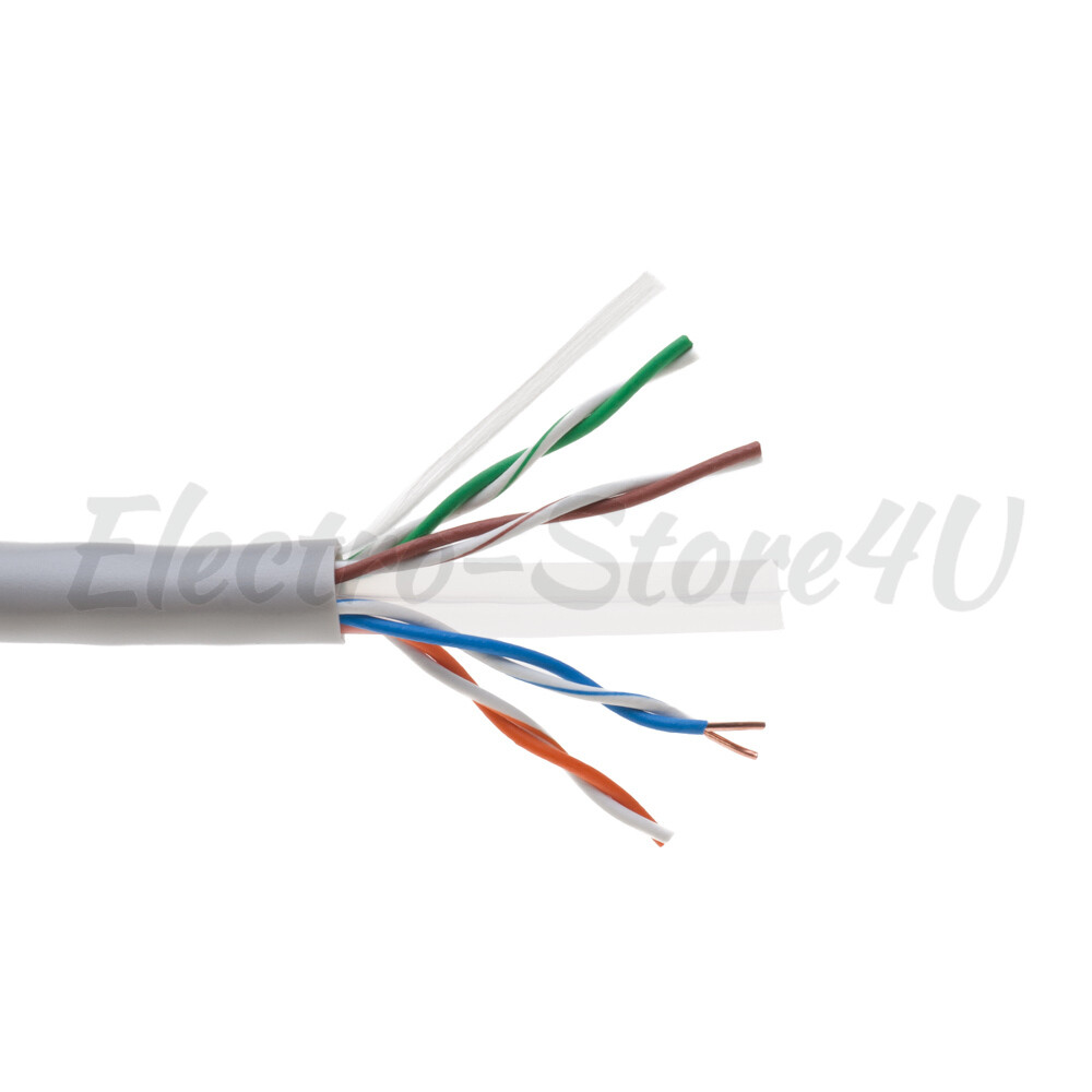 1000ft Cat5e Gray Ethernet Network Cable Solid 24AWG Copper Clad CCA Bulk Wire