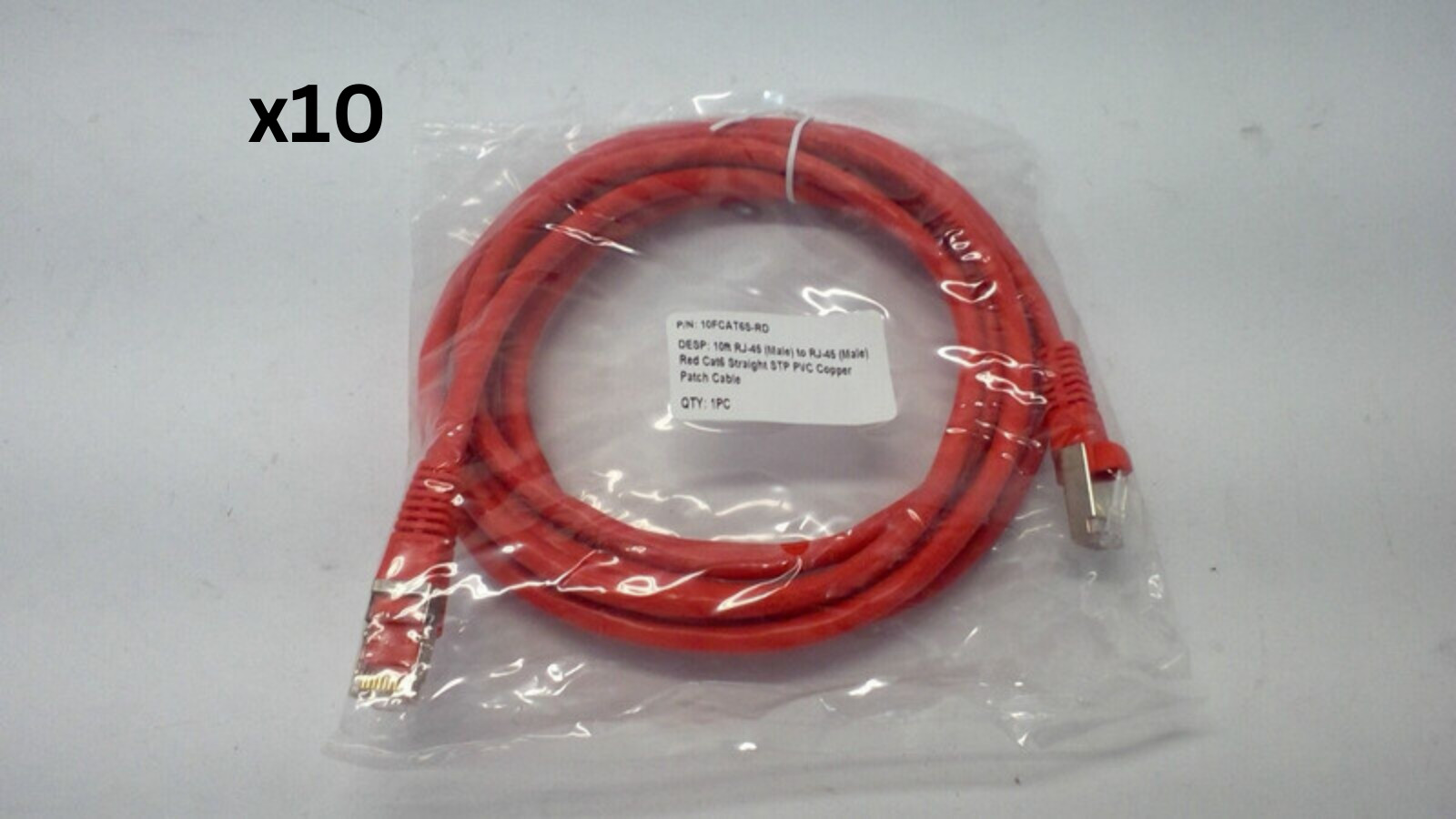 Lot of 10 – Cat6e Ethernet Patch Cable RJ45 Internet Cat5e Cable – 10 feet