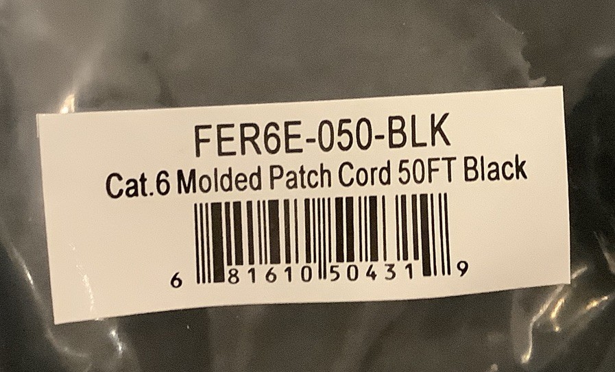 CAT6e/CAT6 Ethernet LAN Network RJ45 Patch Cable Black 50 ft – 3 Piece Pack