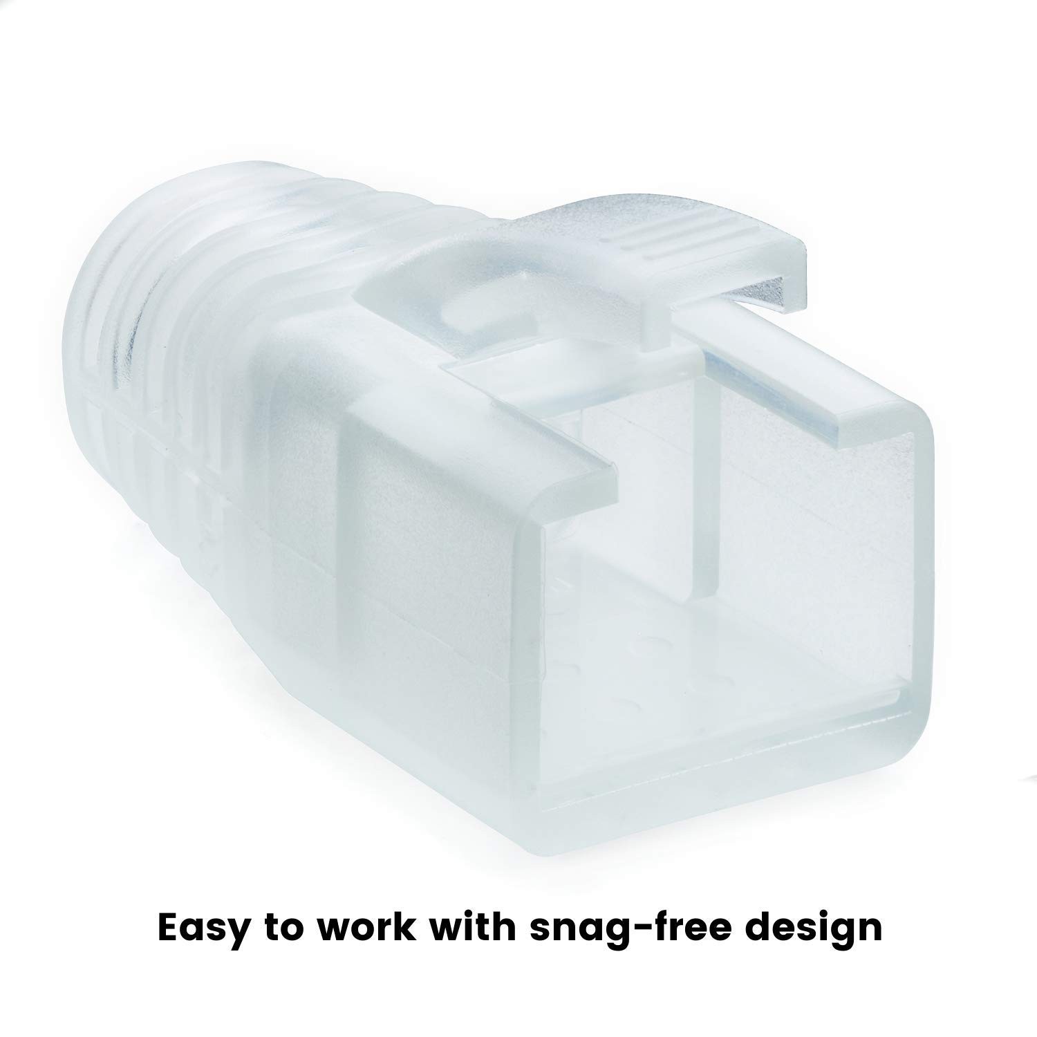 RJ45 Strain Relief Boots 7.5mm Slip~On PVC Plug Covers Transparent 100 Pack