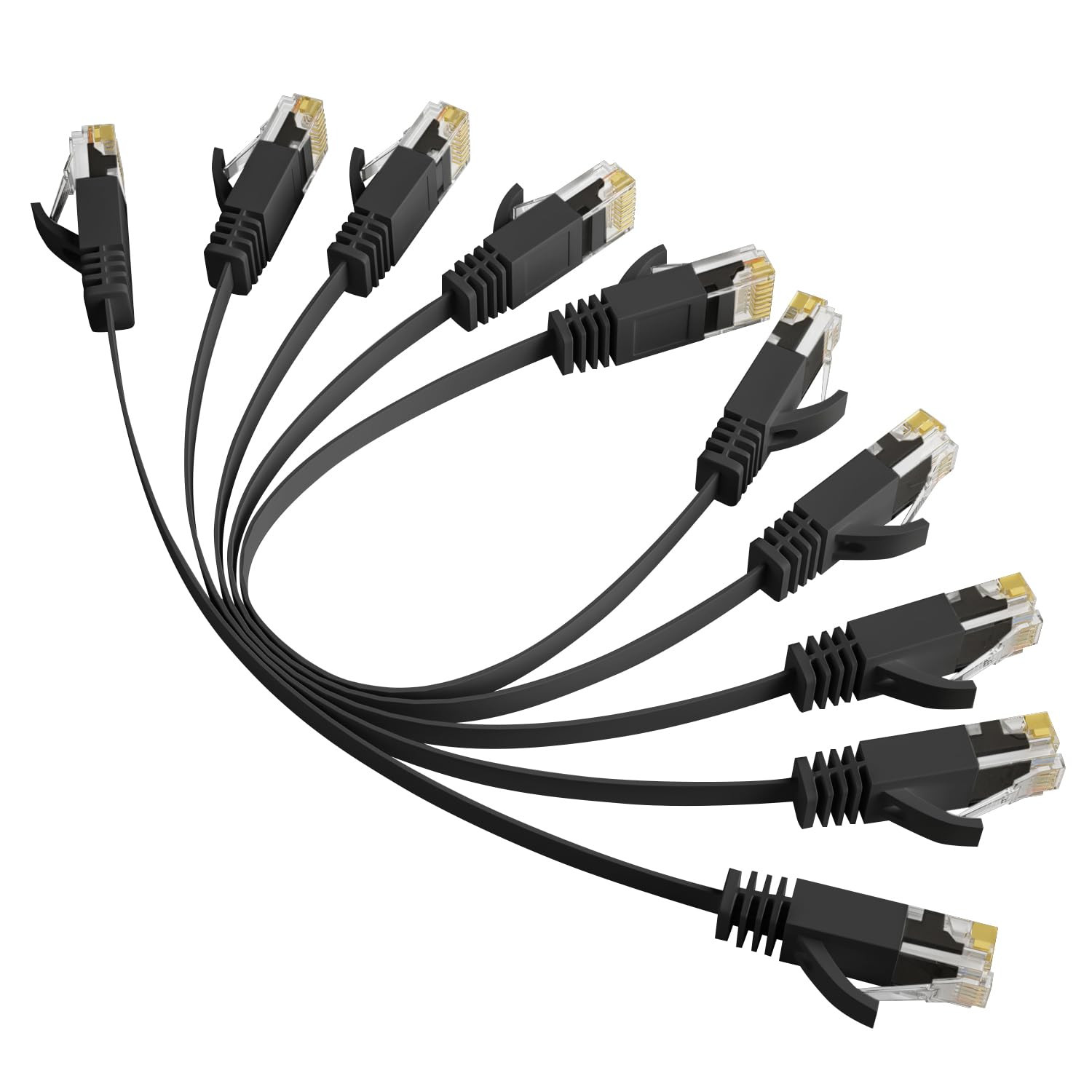 Cat 6 Flat Ethernet Cable 1 Ft/5 Pack, High Speed Slim Short Patch Cables Intern