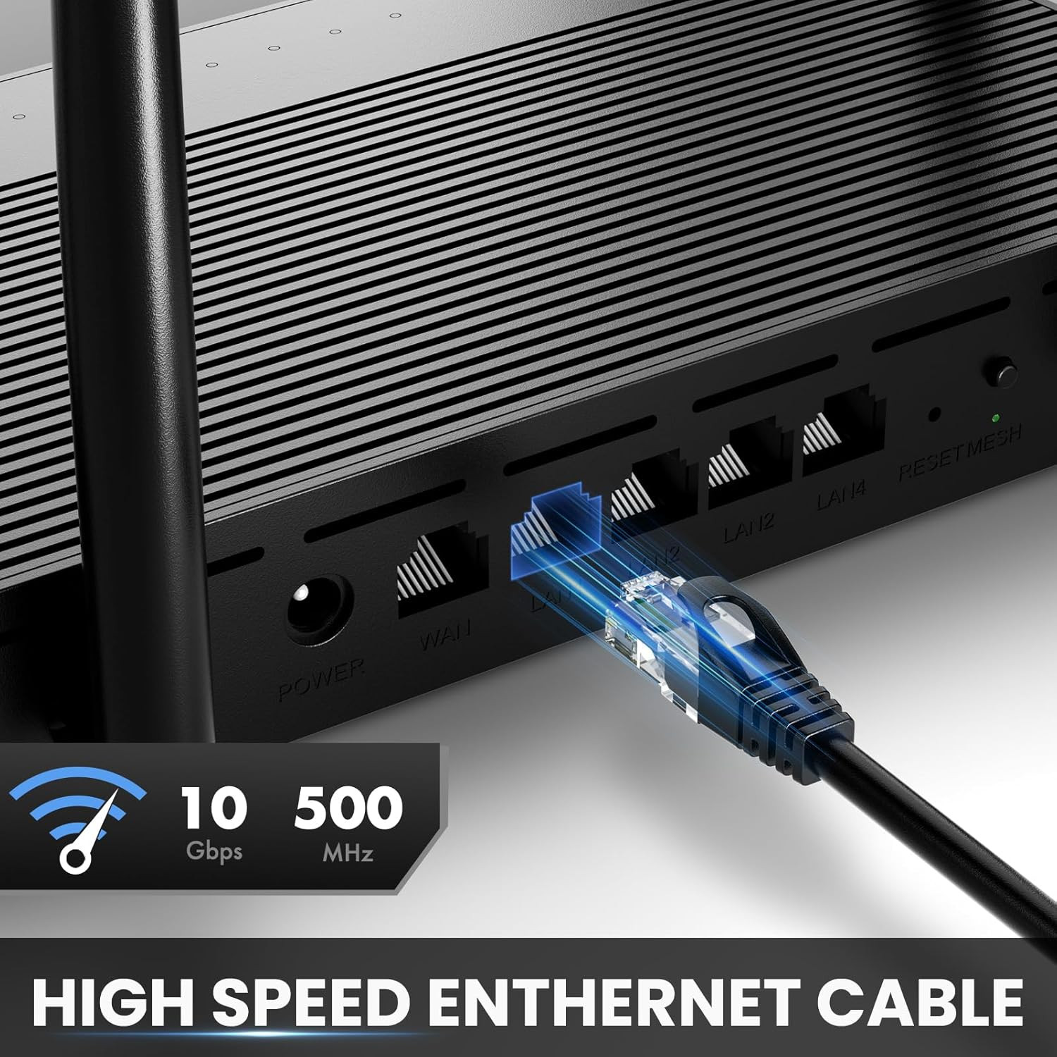 Cat 6 Ethernet Cable 6 FT (10 Pack), Cat6 Patch Cable, High Speed 10Gbps 500Mhz