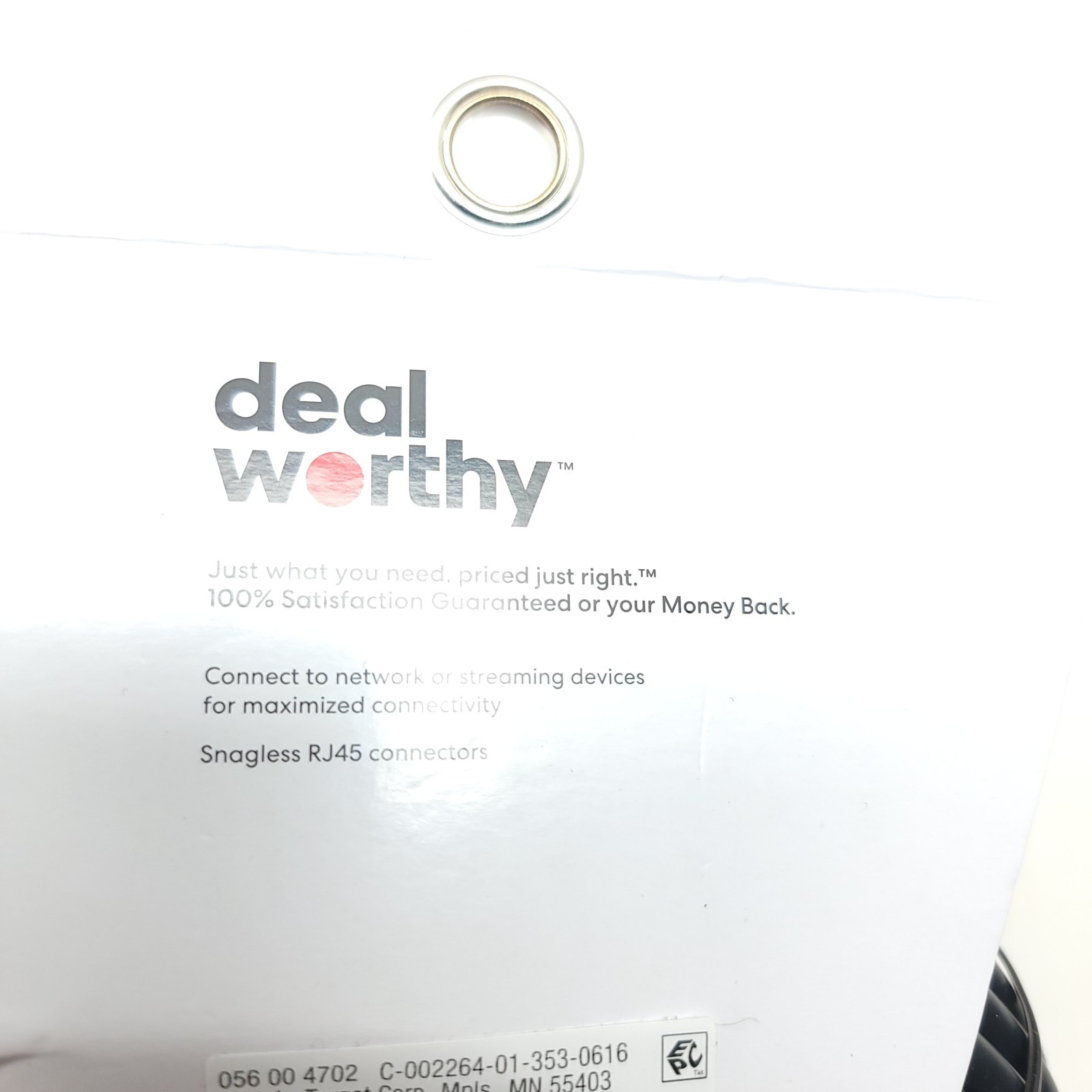 Cat 6 Ethernet Cable – Dealworthy 50′ Black: 1.25 Gbps RJ-45 Male-to-Male
