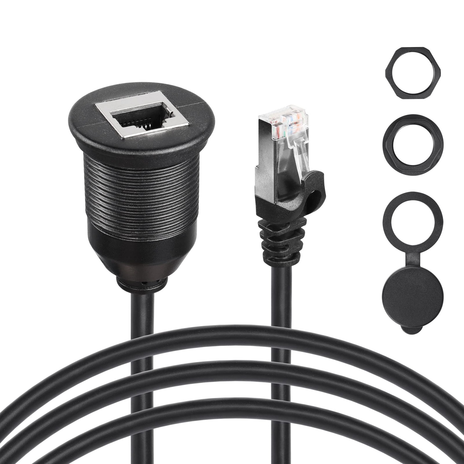 3FT RJ45 Panel Flush Mount Cable Male to Female Car Mount Cat6A Extension