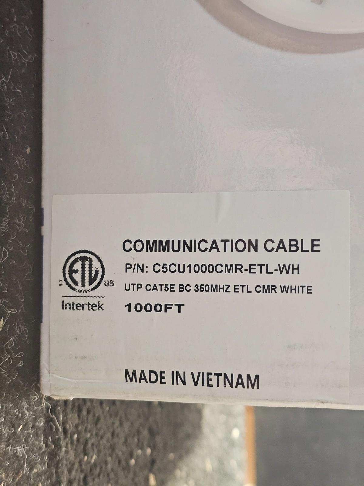 Communication Cable C5CU1000CMR 1000′ UTP Cat5e Copper 350Mhz ETL Riser Rated