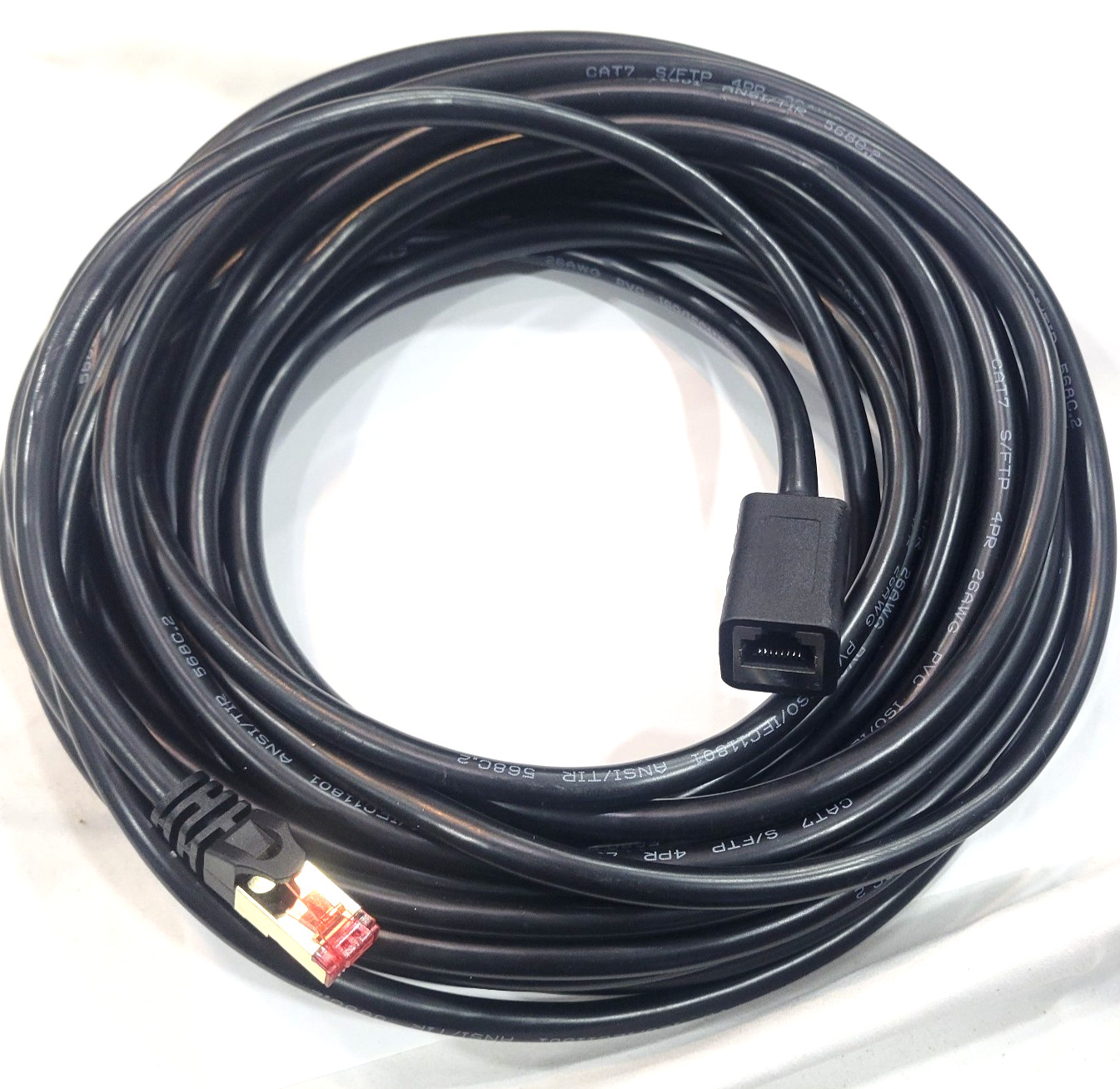 Cat7 Ethernet Extension Cable 40ft Shielded Male-to-Female RJ45 Network Cord