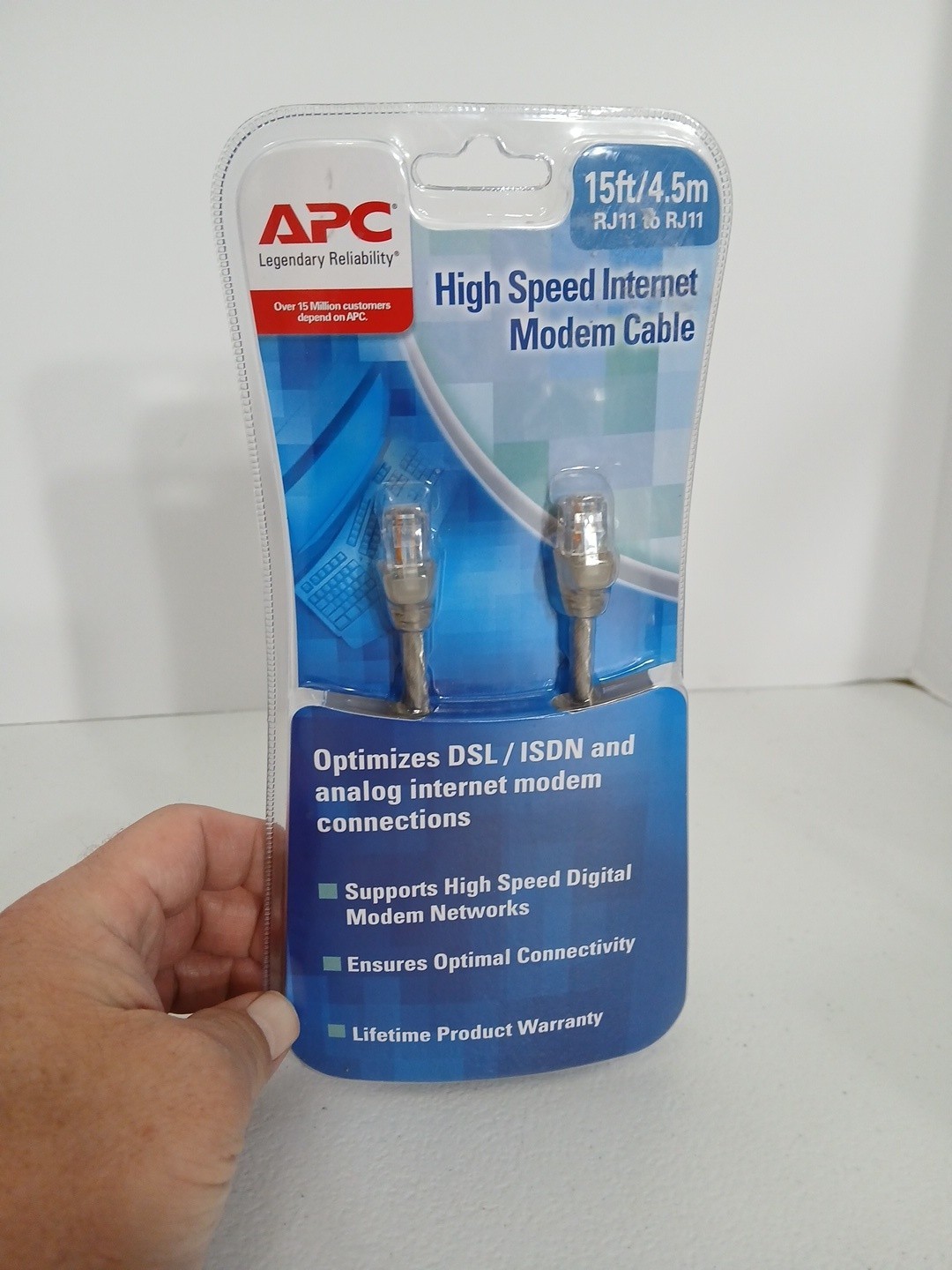 APC 15ft RJ11 to RJ11 High Speed Internet Modem Cable DSL ISDN Analog New