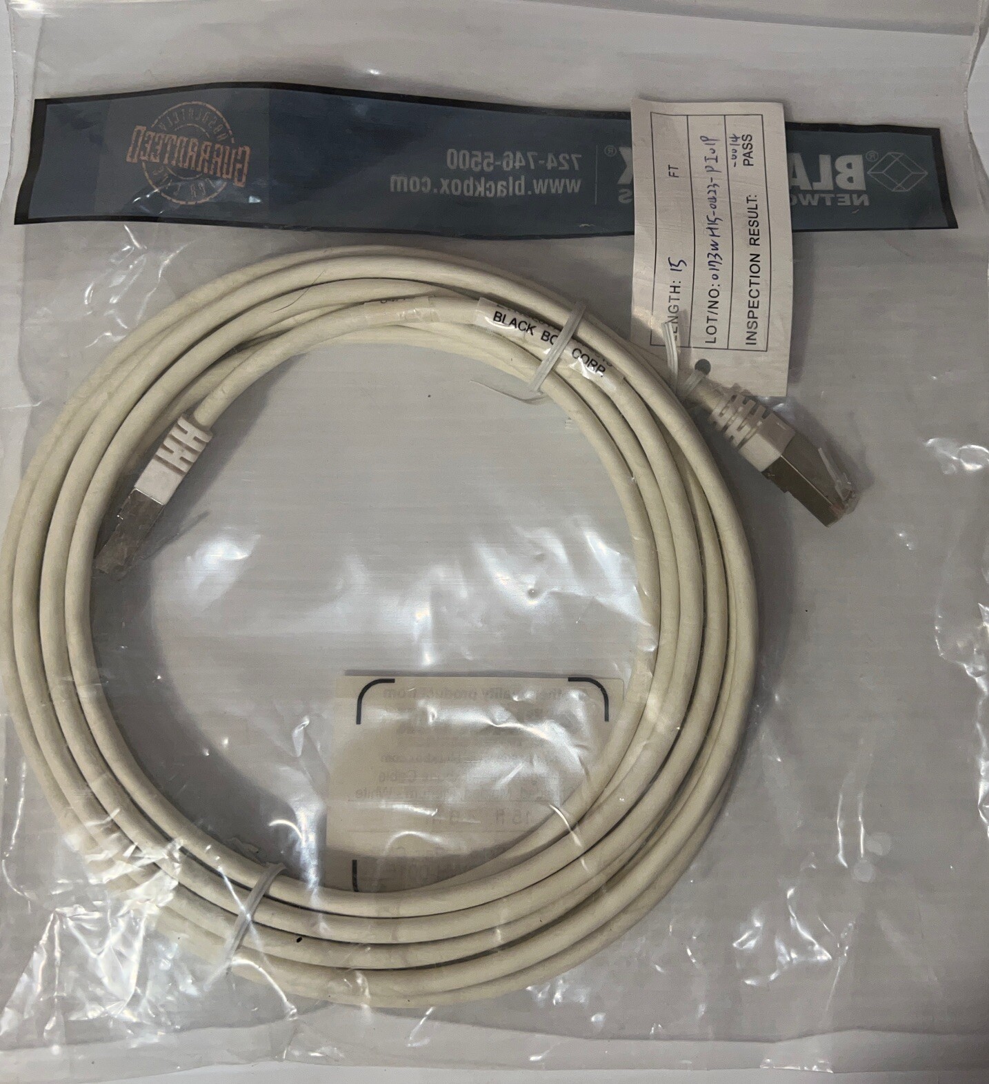 FOUR! 15’ Black Box Category 5e Backbone Cable 24 AWG Solid New Free Shipping