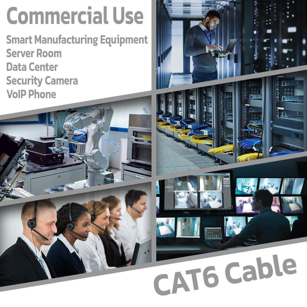 2 Pack 10 Feet Cat6 Patch Cable White LAN Ethernet Cord Network Internet Cable