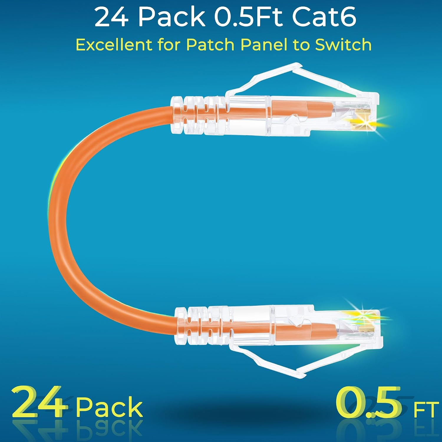 Patch Cables Cat6/ Cat6A 0.5Ft Slim, Cat6A Ethernet Patch Cable 10G