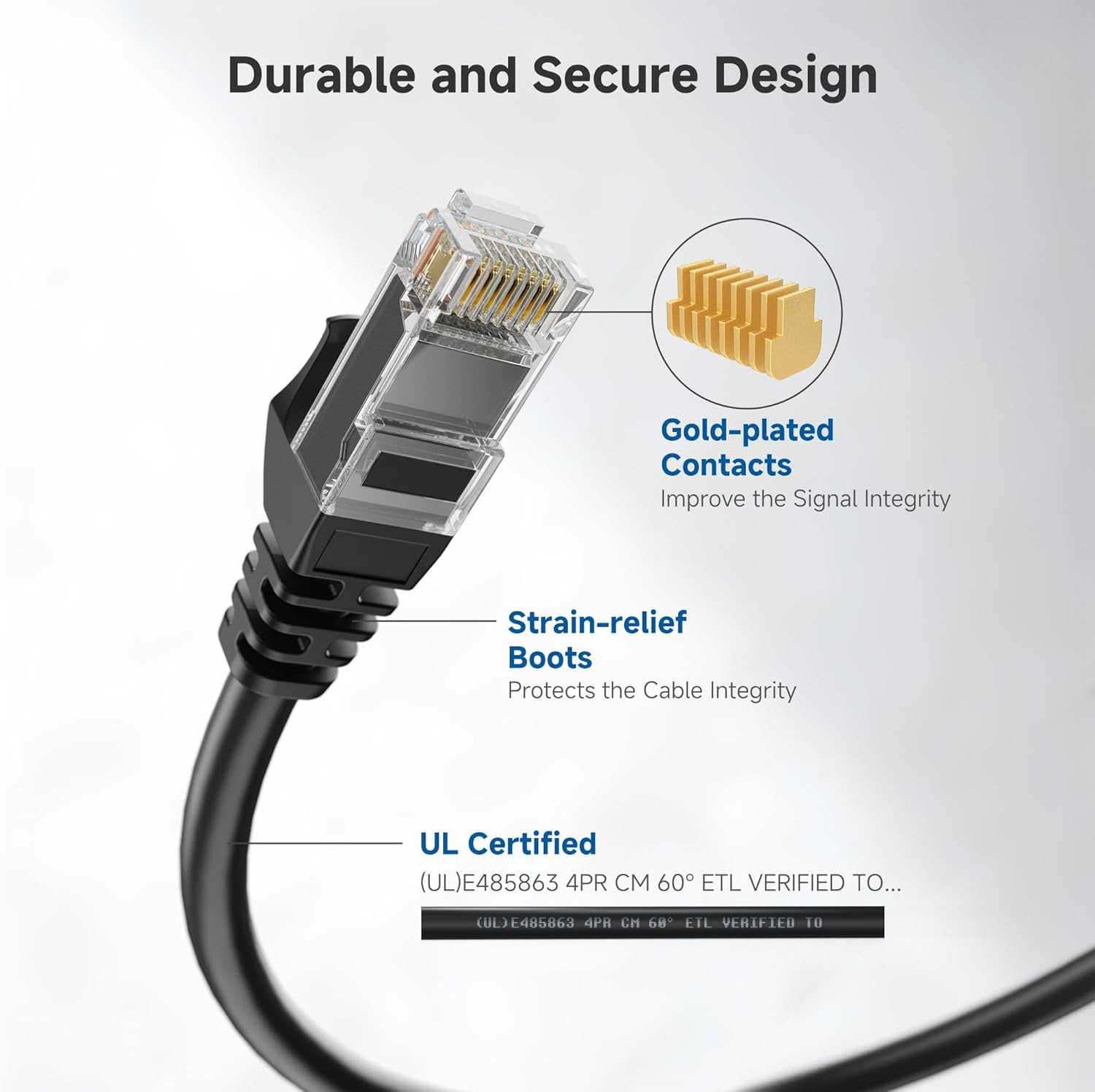 10Gbps Snagless Cat 6 Ethernet Cable, 6Ft Networking Cord