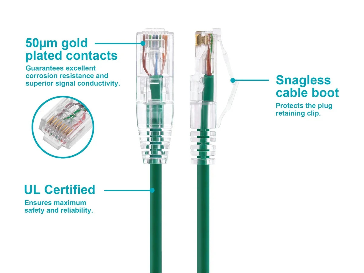 Monoprice Cat6 Ethernet Patch Cable – 10 feet – Green | Snagless RJ45 Stranded
