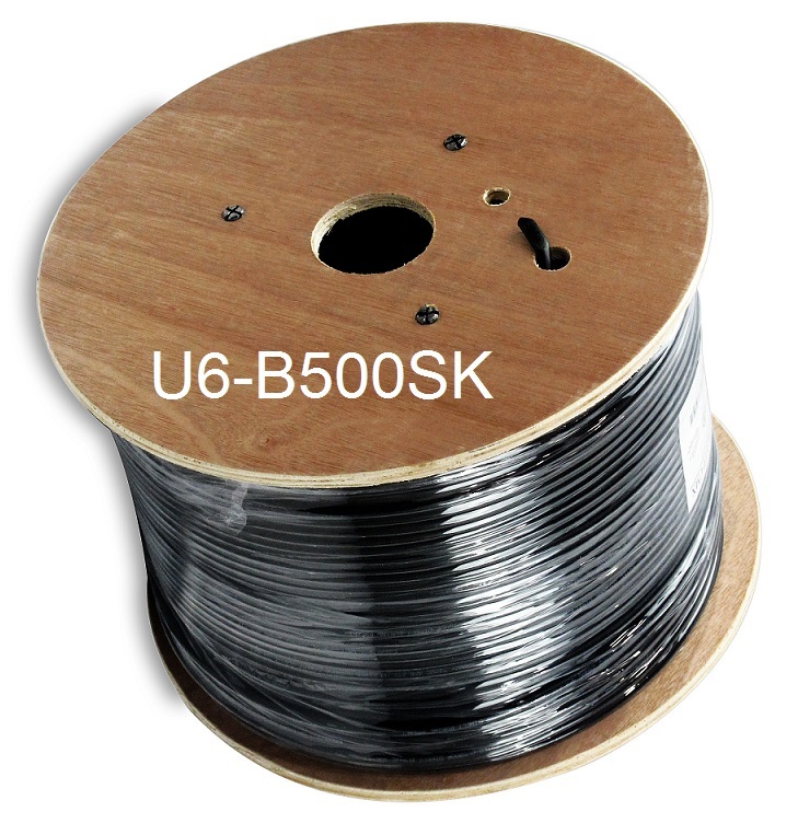 500ft CAT6e Shielded RJ45 FTP Solid Pure Copper Black Ethernet Bulk Cable