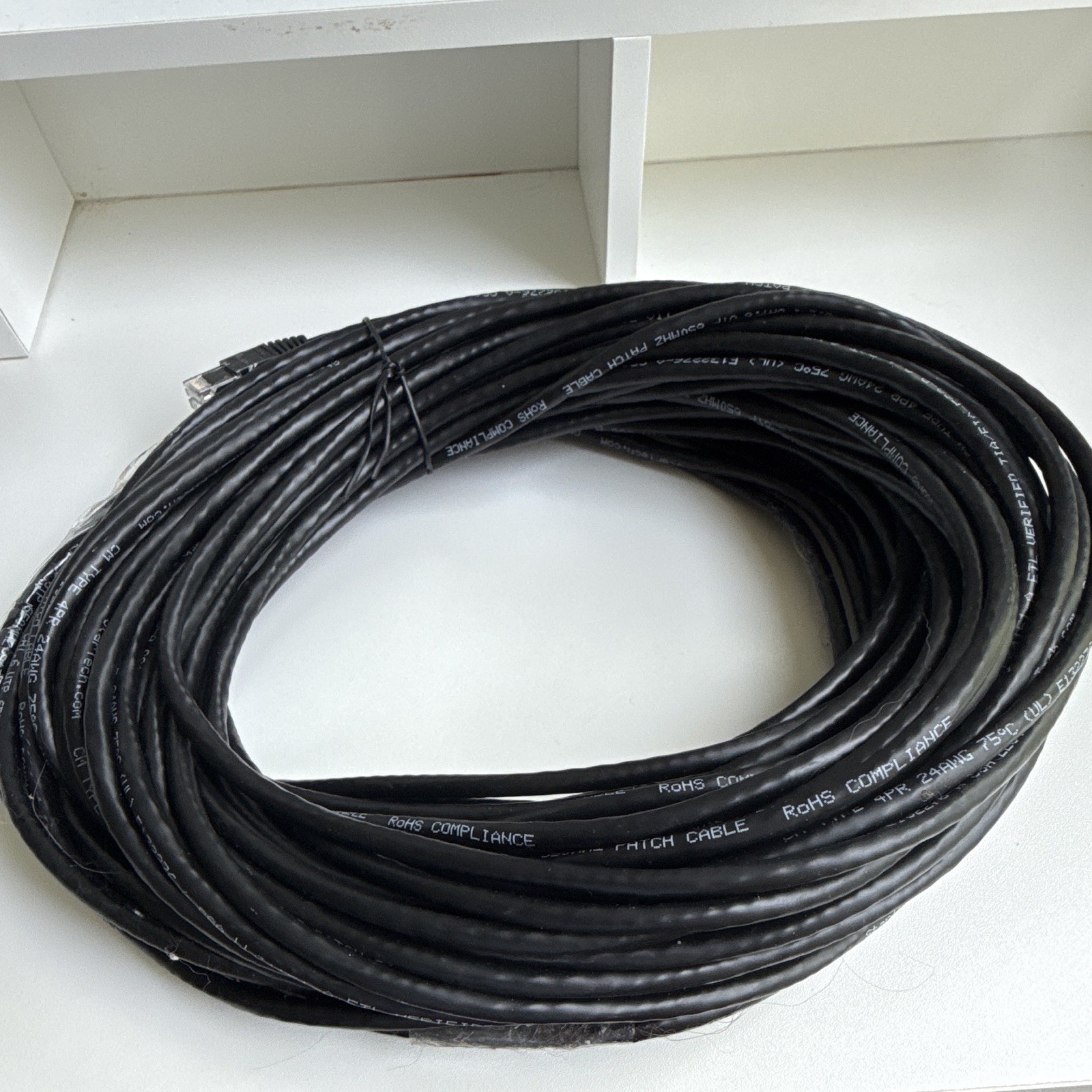 Black Ethernet Network Cable RJ-45 to RJ-45 Round Cable More Than 25ft