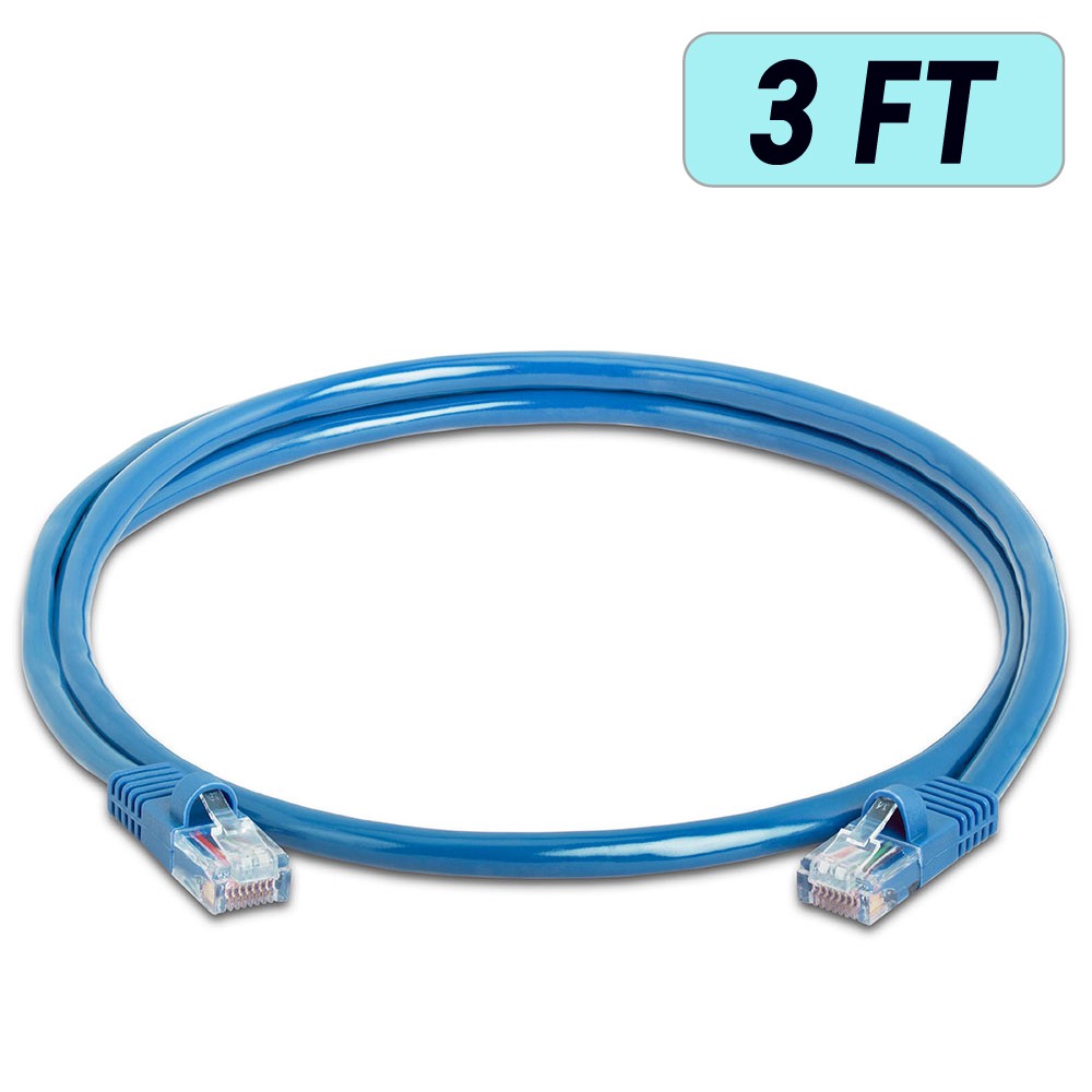 20 PACK Cat5e Cable Blue Cat 5 Patch Cord Ethernet RJ45 Connectors LAN Wire