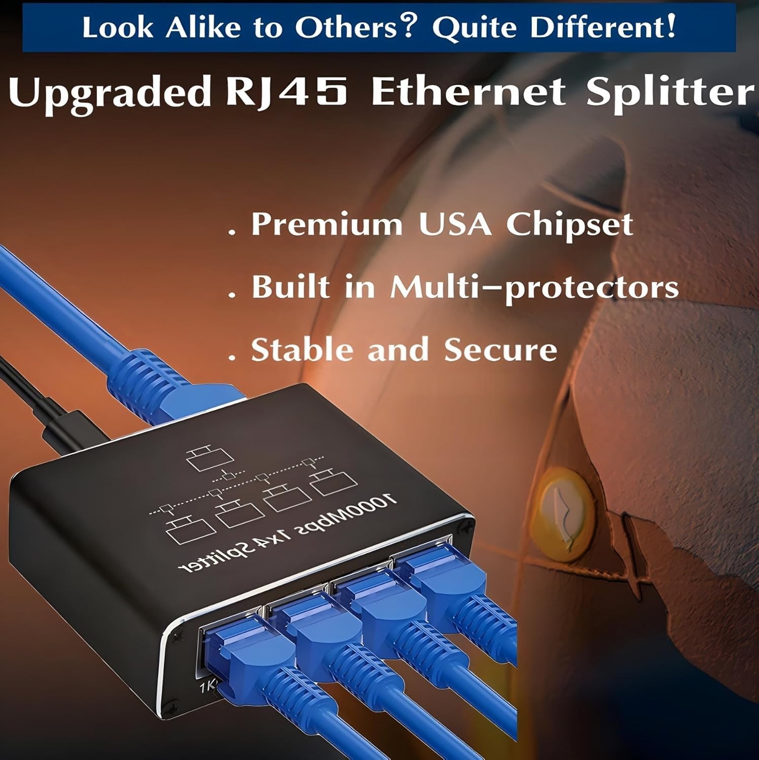 RJ45 Gigabit Ethernet Splitter 1000Mbps LAN Network Internet 1-IN-4-OUT Adapter