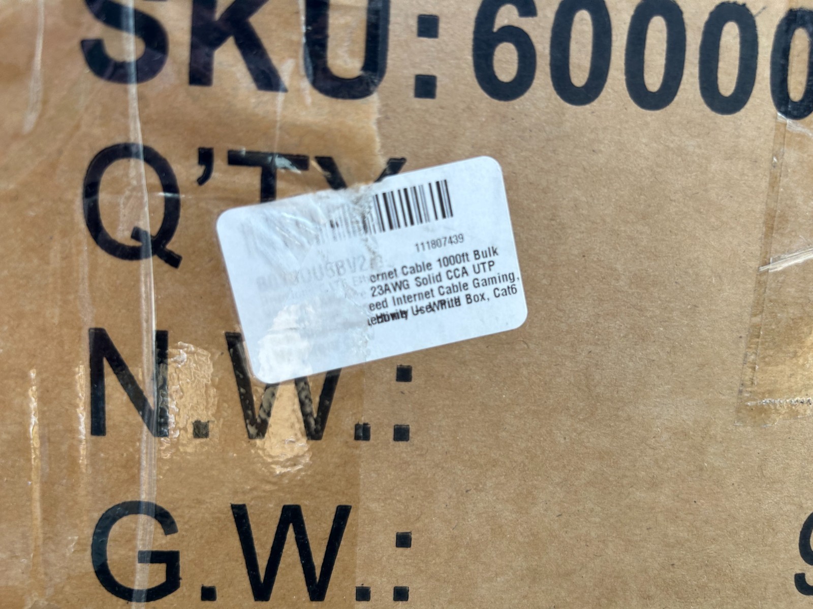 CAT6 Ethernet Cable 1000′ FT Network LAN Wire 23AWG Solid CCA UTP 550MHz High