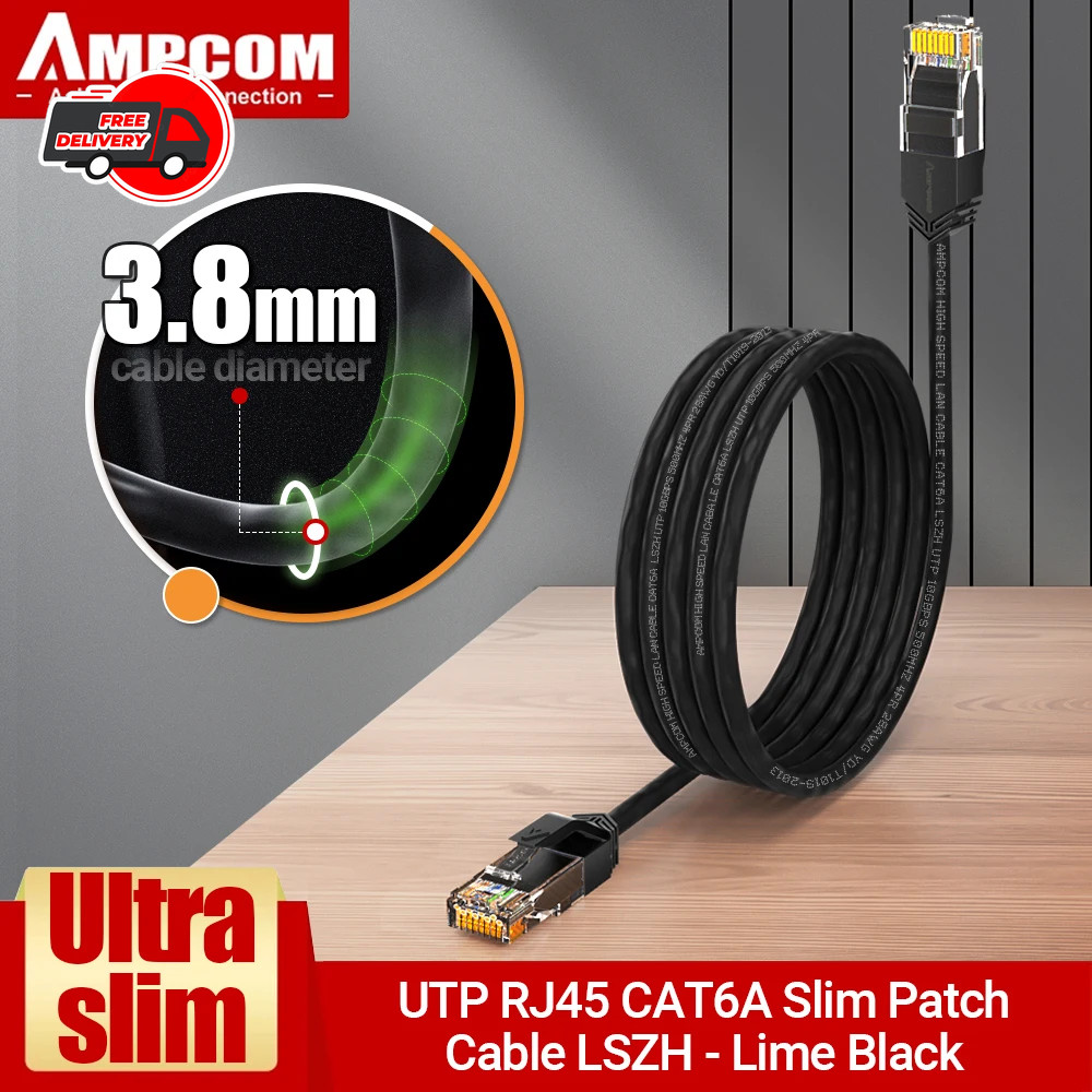 Cat6A Ultra Thin Ethernet Cable 3.8mm 10Gbps Network Patch Cord RJ45 UTP