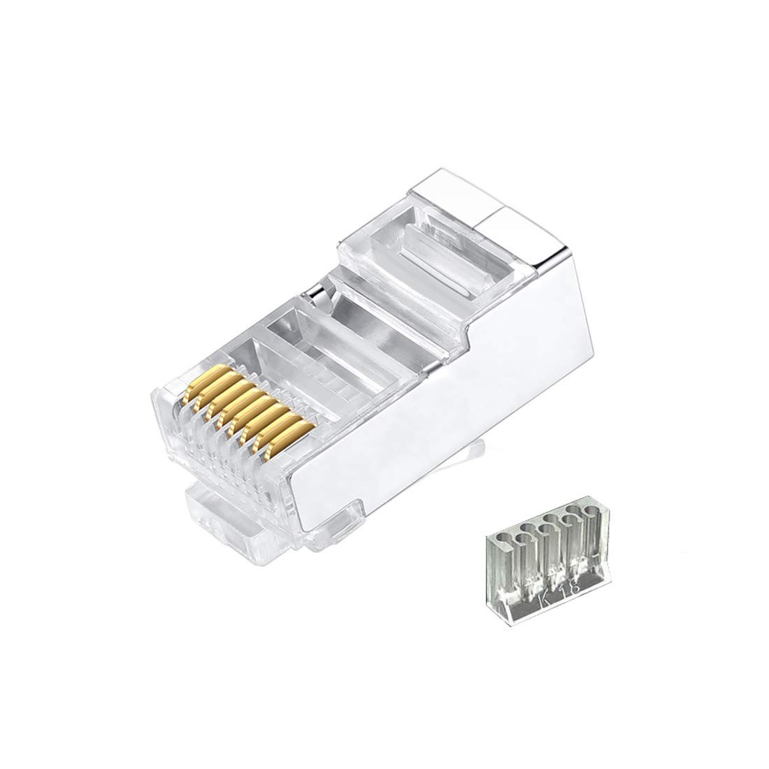 50 PCS Cat6 RJ45 2Piece Metal Shielded Connector Modular Network Plug C6