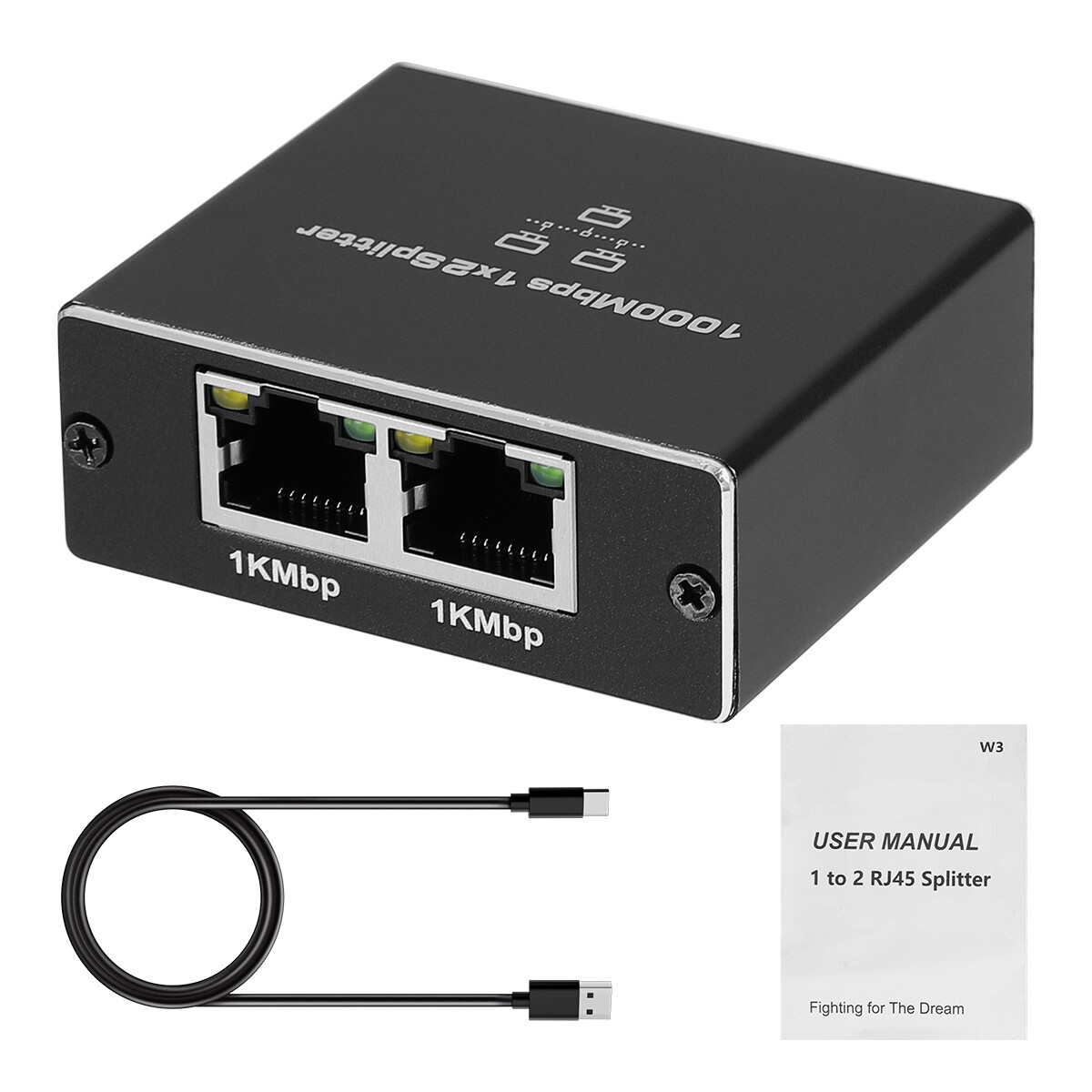 New RJ45 Gigabit Ethernet Splitter 1000Mbps LAN Network Internet 1 to 2 Out LOT