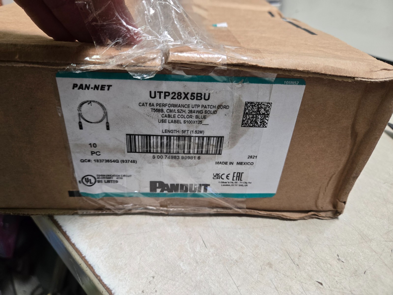 Box of 10 New open box Panduit UTP28X5BU Patch Cables