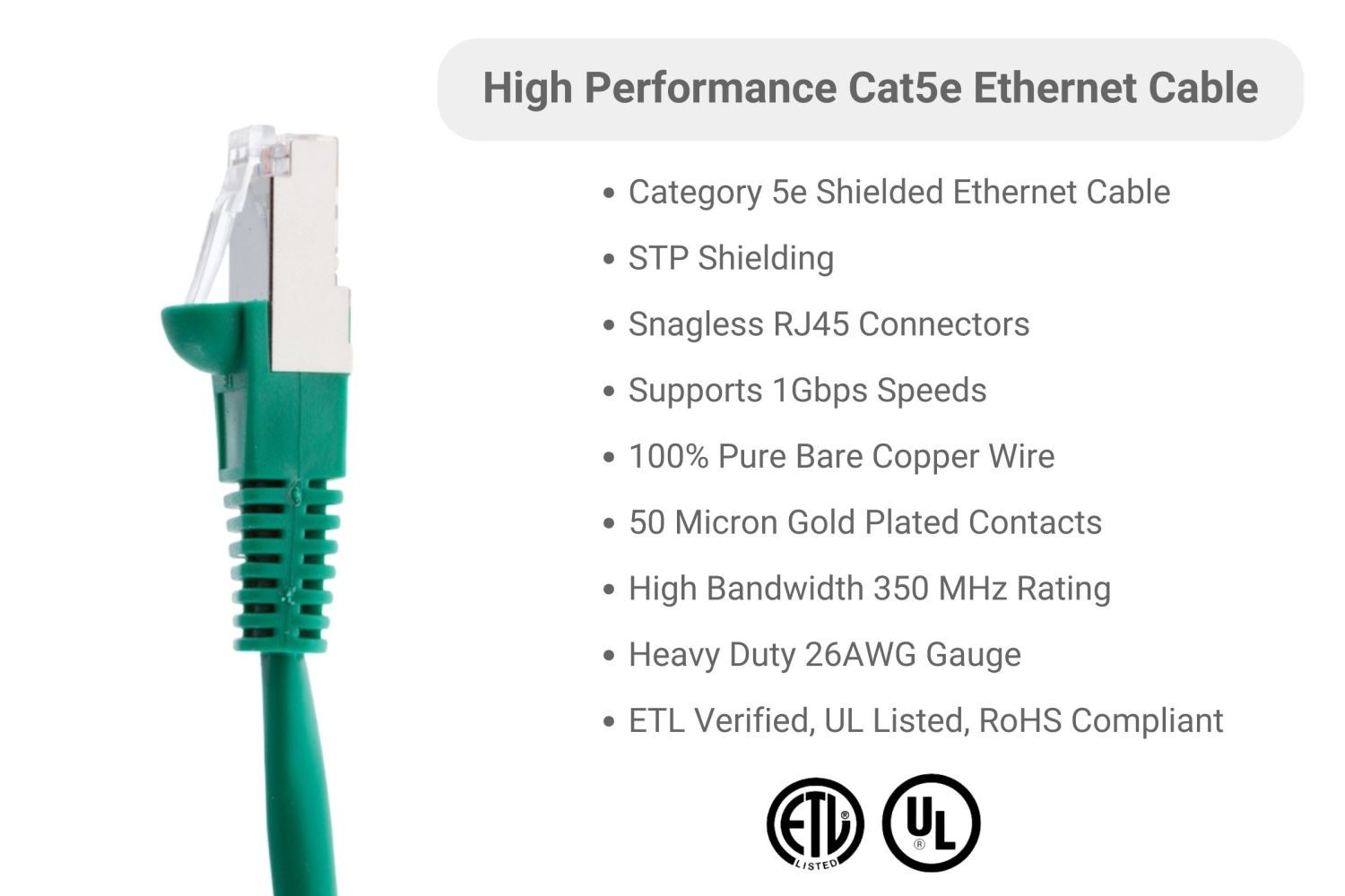 CAT5e Shielded Ethernet Patch Cable, Snagless, 150 Foot – Lifetime Warranty