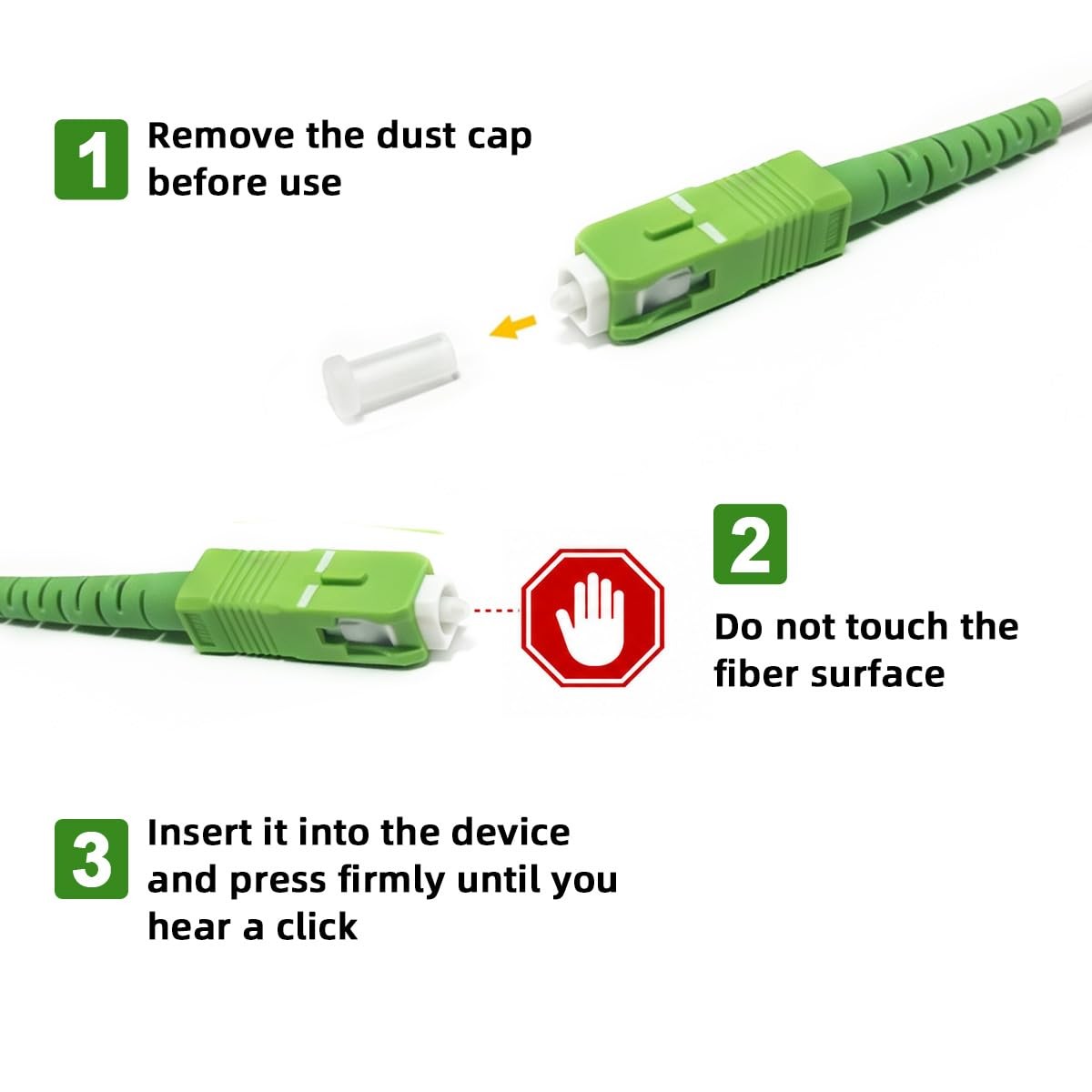 SC/APC To SC/APC Fiber Optic Internet Cable Armored Patch OS2 Simplex 30ft