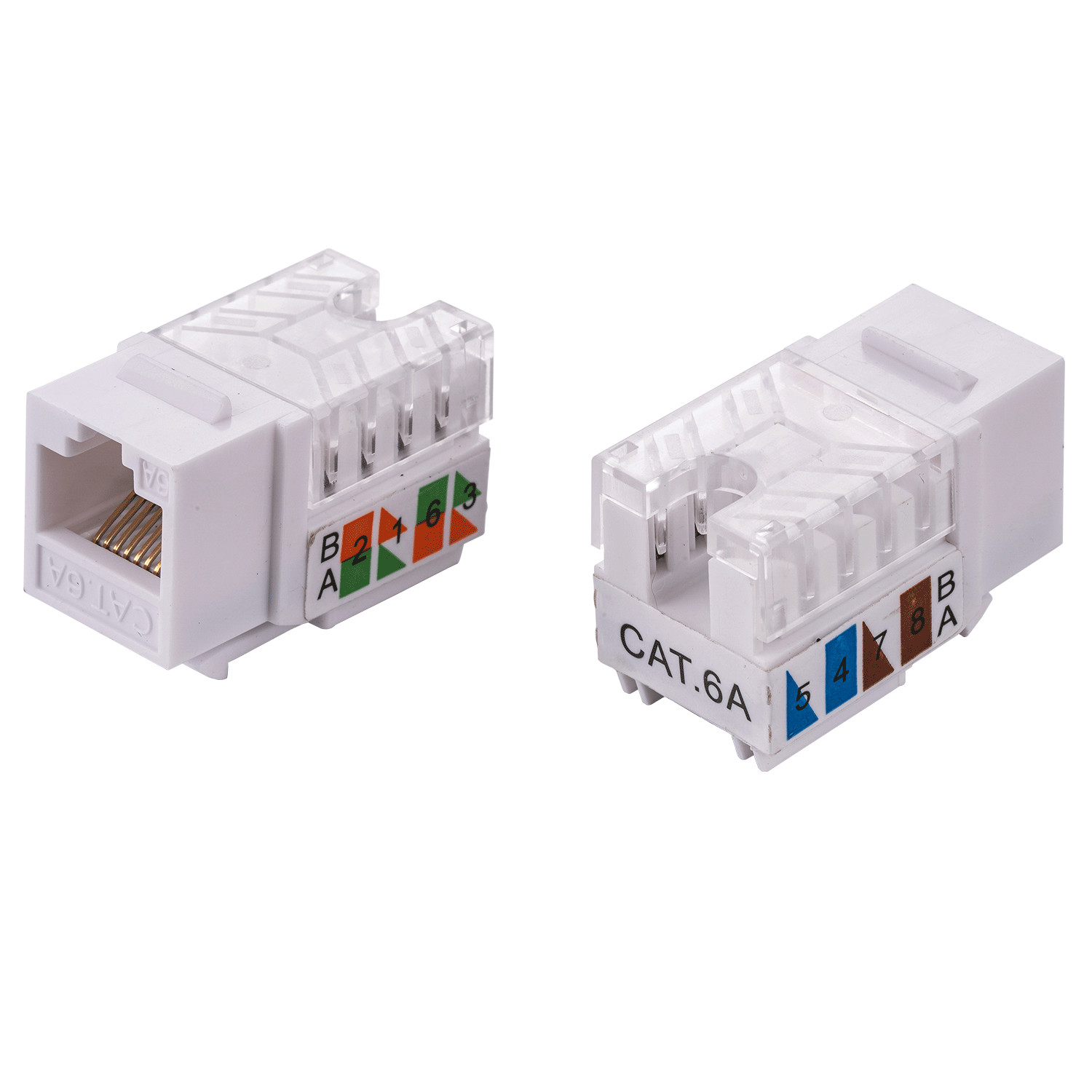 CAT6A Keystone Ethernet Wall Jack Punch Down 45° Angled UTP 45-Degree White lot