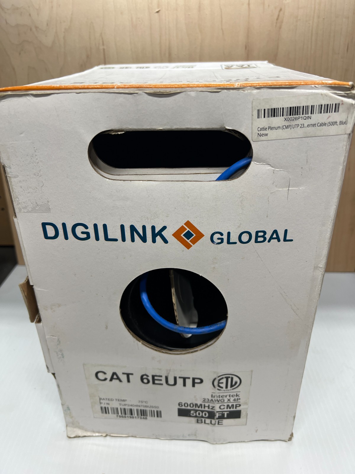 Digilink CAT 6E Plenum UTP, 23AWG x 4P, 600MHz CMP, 500FT – Blue