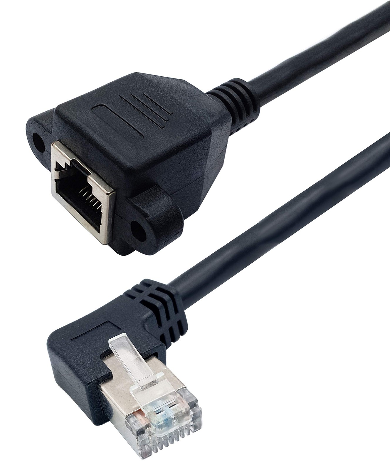 AAOTOKK 90 Degree Cat 6 Ethernet Cable Left Bend Angle RJ45 Male 1 feet,