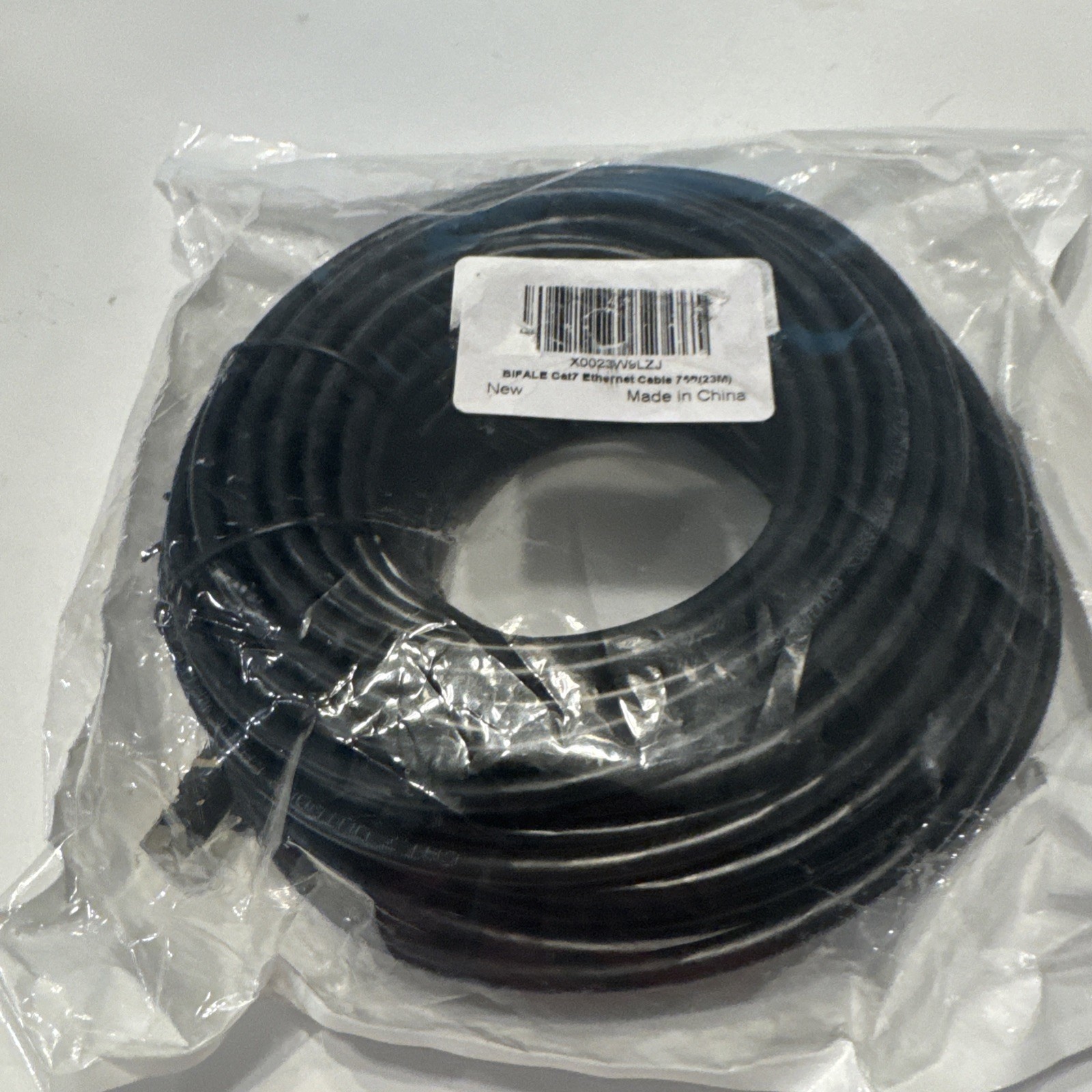 BIFALE Cat7 Ethernet Cable 75ft Outdoor SSTP 10Gbps 600MHz RJ45 Black