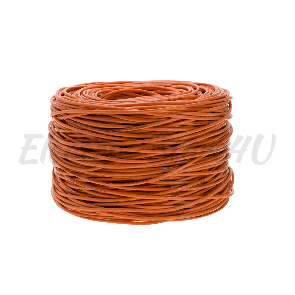 1000ft Cat6 Orange Ethernet Network Cable Solid 23AWG Copper Clad CCA Bulk Wire