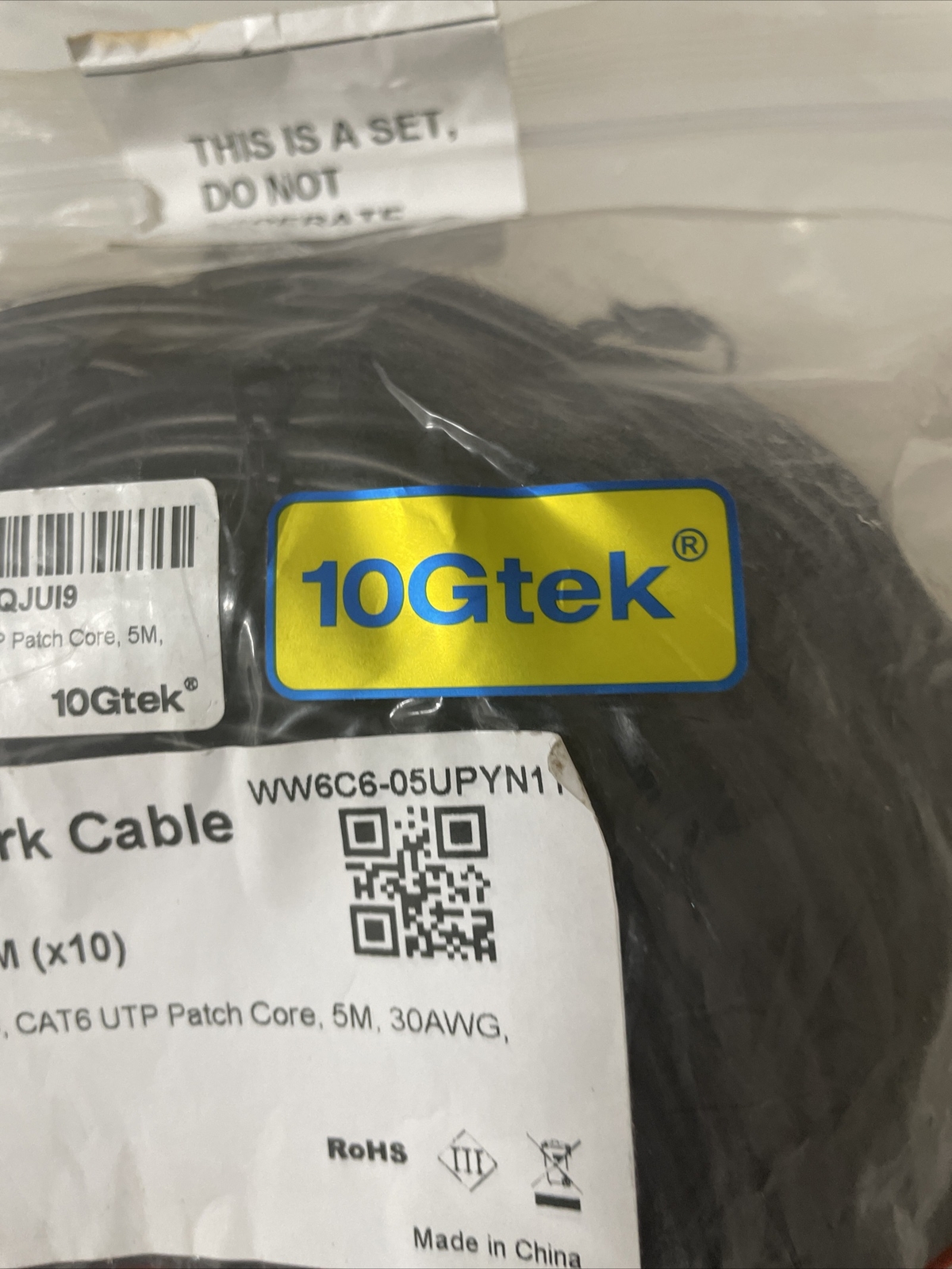10GTEK NETWORK CABLE C6 10 PACK 5M UTP PATCH CORE 30AWG CAT6 16 FEET