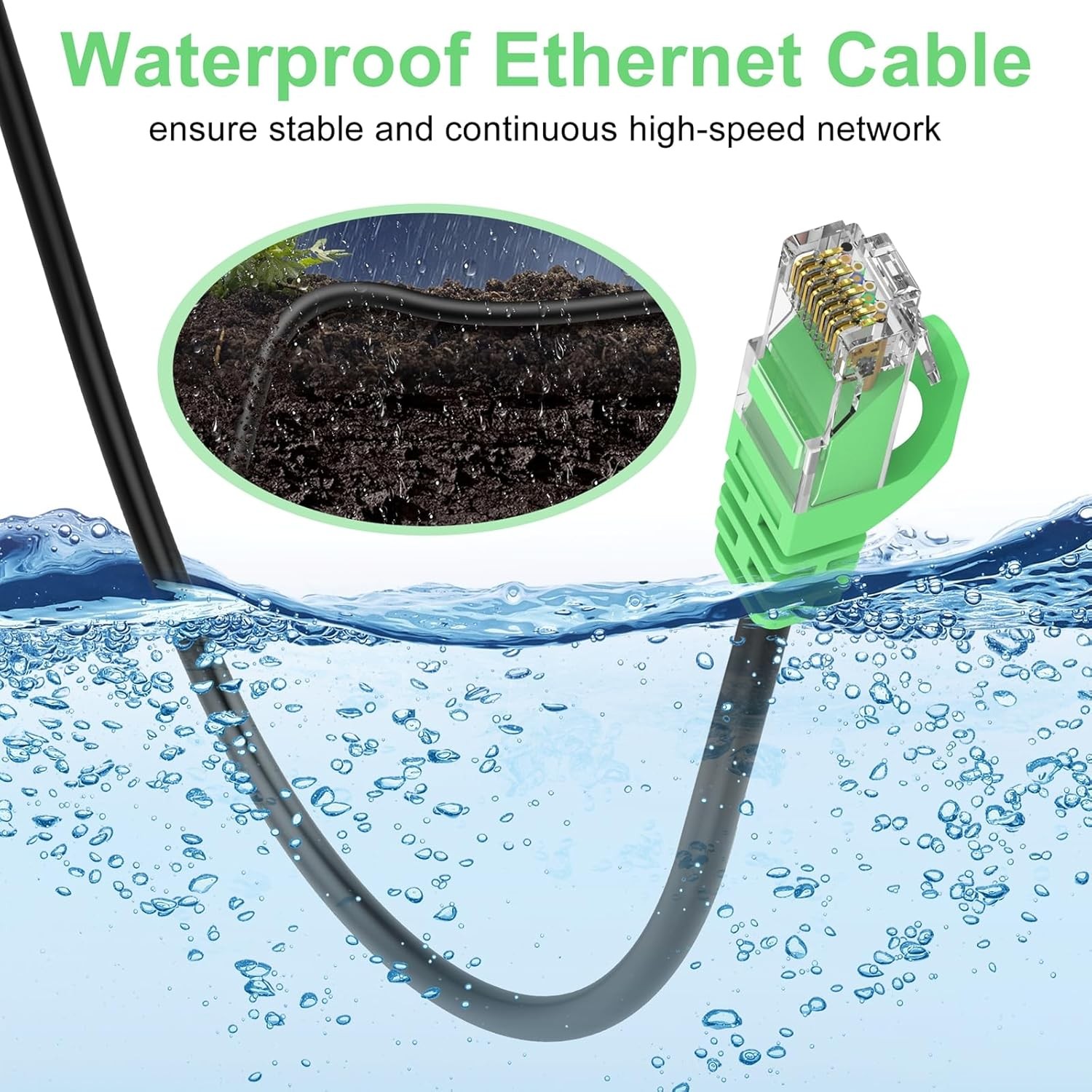 150FT Cat6 Outdoor Ethernet Cable In-Ground Heavy Duty Direct Burial 24AWG new