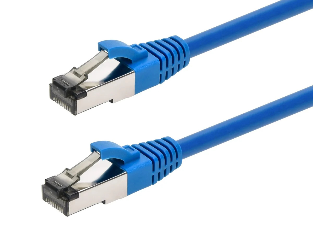 Monoprice Cat8 Patch Cable 15 Feet Blue Double Shielded (S/FTP) 28AWG 2GHz 40G