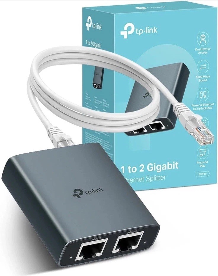 Tp-Link EH210 Ethernet Splitter,1 to 2 Gigabit Network Switch,1000Mbps High-Spee