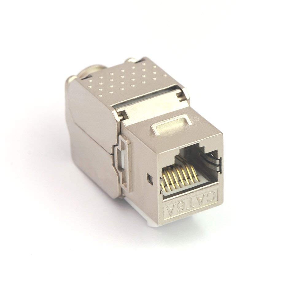 RJ45 Cat6A Shielded Keystone Jacks 12-Pack, 10Gbps Easy Toolless Modular Jack…