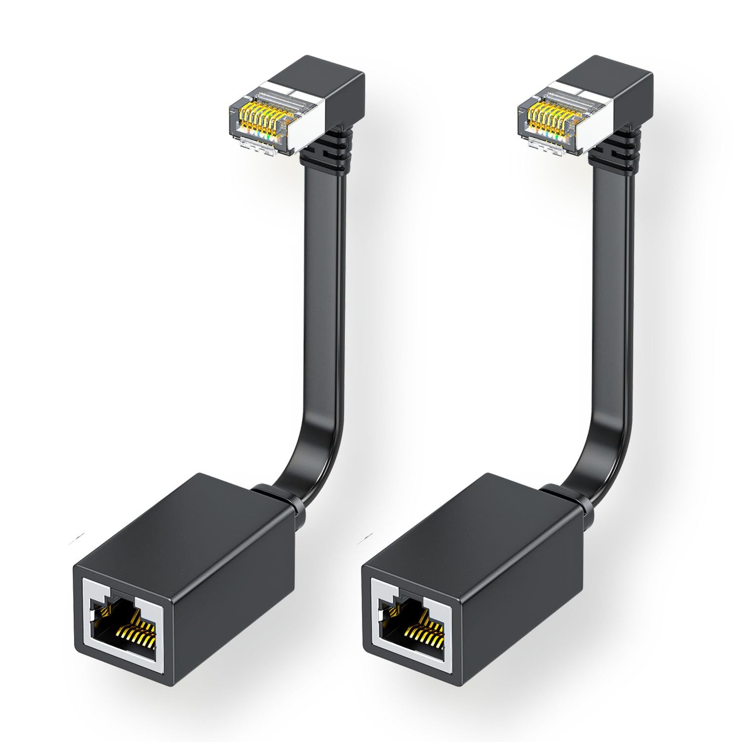 2-Pack 6 Inch Cat 7 Ethernet Extension Cable, 10Gbps 90 Degree Up-Angled RJ45…