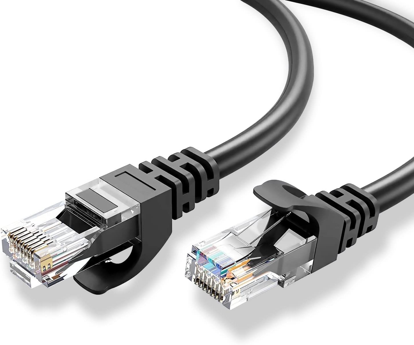 Cat6 Ethernet Cable 250Ft BLACK Outdoor- Indoor Snagless Long Round RJ45 Network