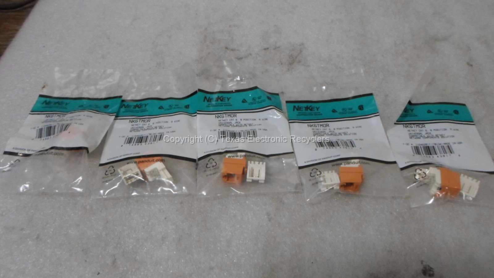 LOT OF 5 – NetKey NK6TM0R CAT6 8 Position 8 Wire Universal Jack