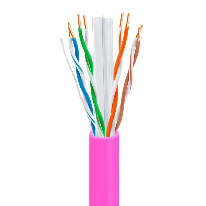 TSCables 550Mhz Cat6 Plenum 100% Solid Bare Copper UTP Ethernet Cable Pink