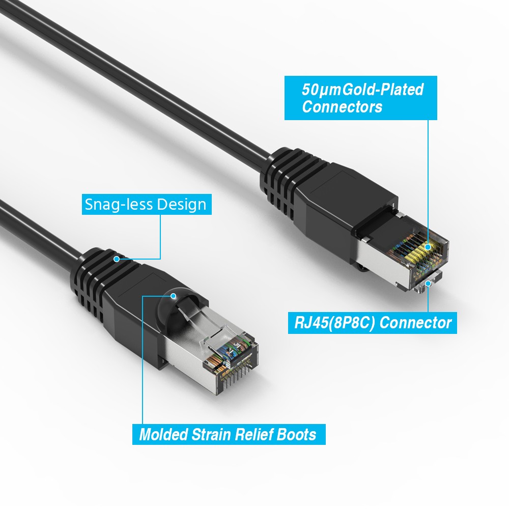 6Ft CAT6A Shielded (SSTP) Ethernet Network Booted Cable Black