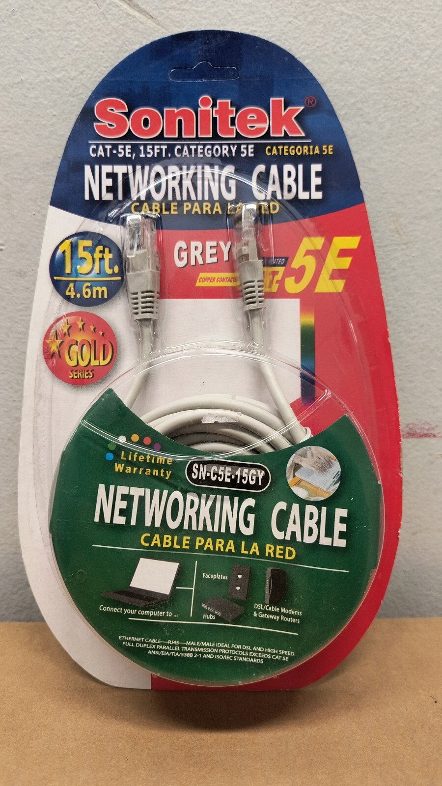 SoniTek Gold Series Cat5E, 15 Ft. Category 5E Network Cable
