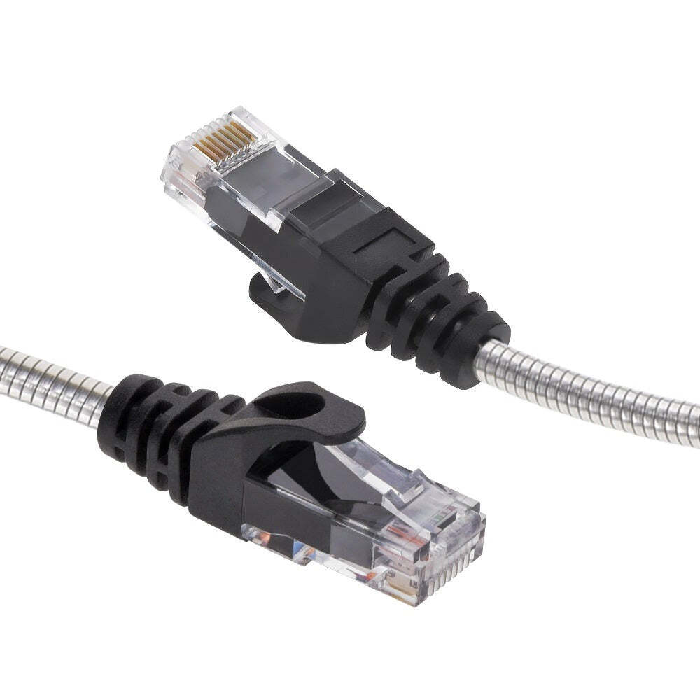 25Ft CAT6A Patch Cable Armored Anti-Rodent Slim 28AWG