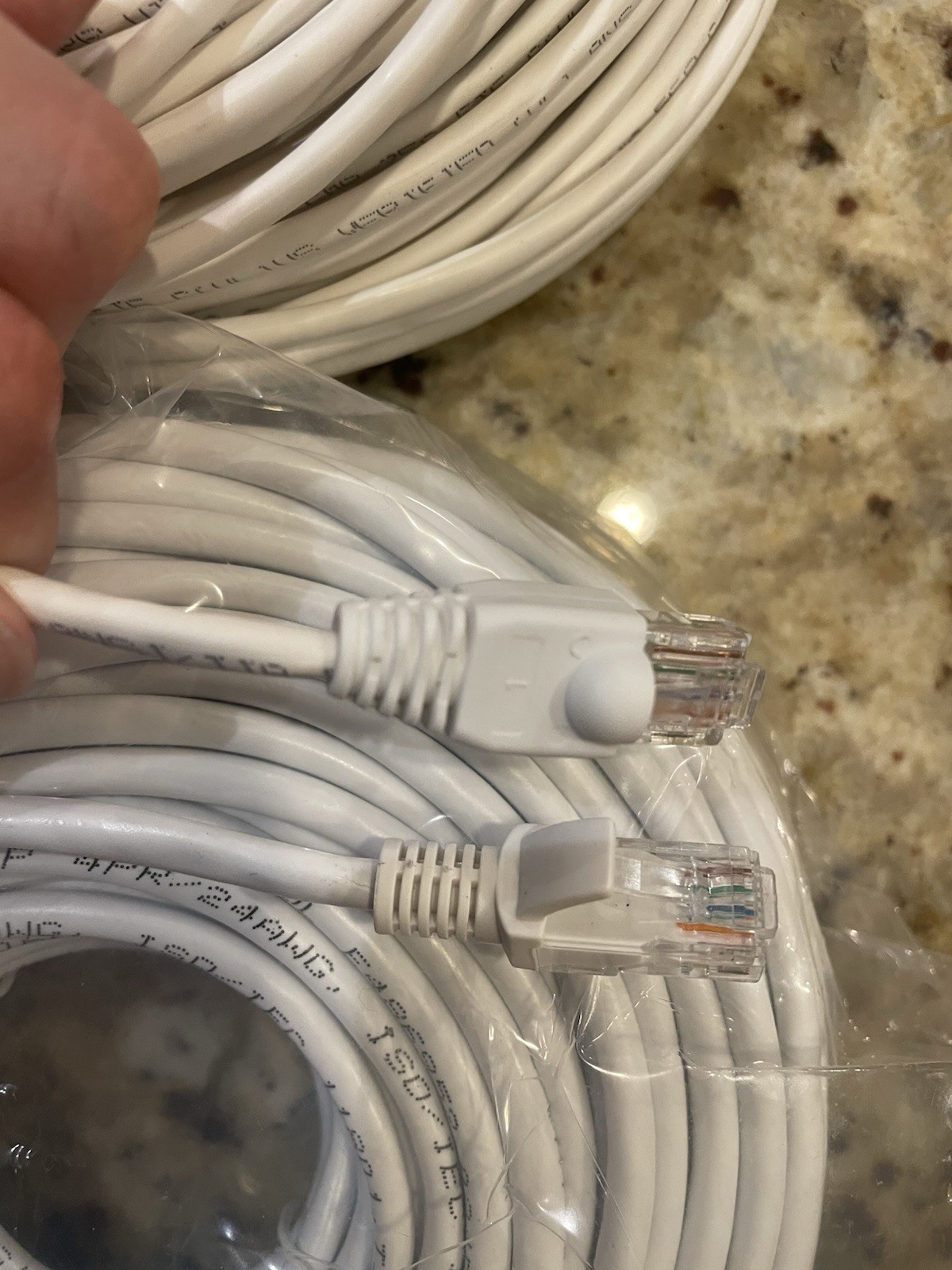 NEW 100 ft Cat5e Ethernet LAN Cable RJ45 White – Snagless / Easy Release Boots