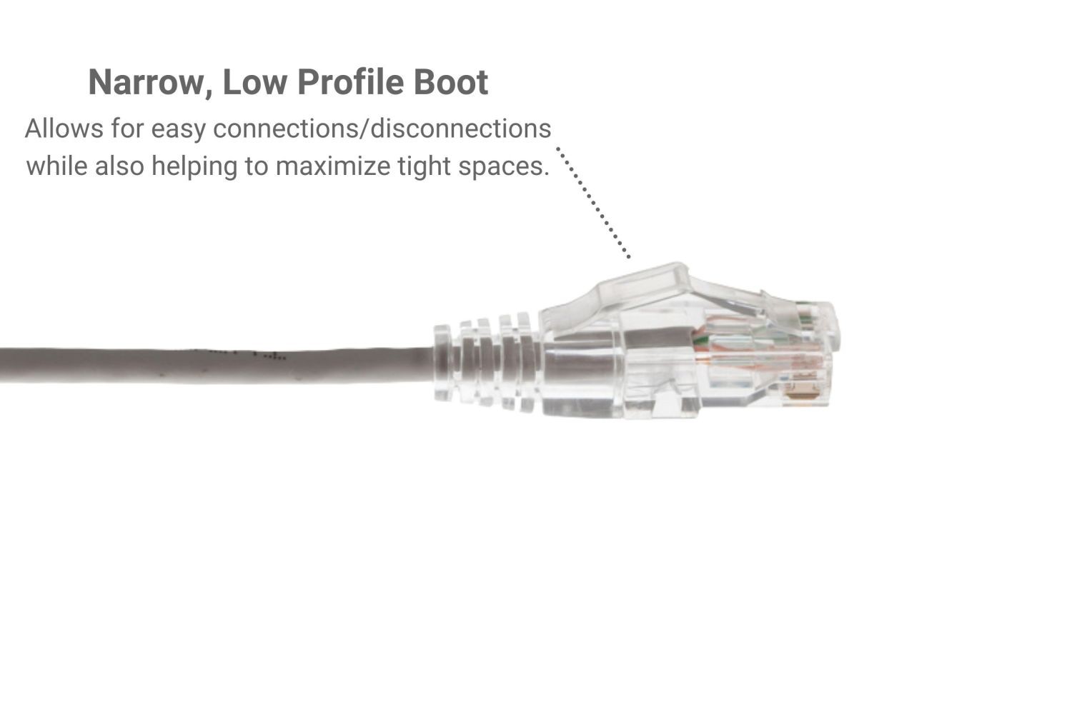 Slim, CAT6A Ethernet Patch Cable, Booted, 7′, Gray – Lifetime Warranty