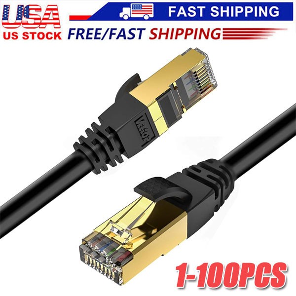 Cat 8 Ethernet RJ45 Cable Super Speed 40Gbps Patch LAN Network Gold Plated Lot