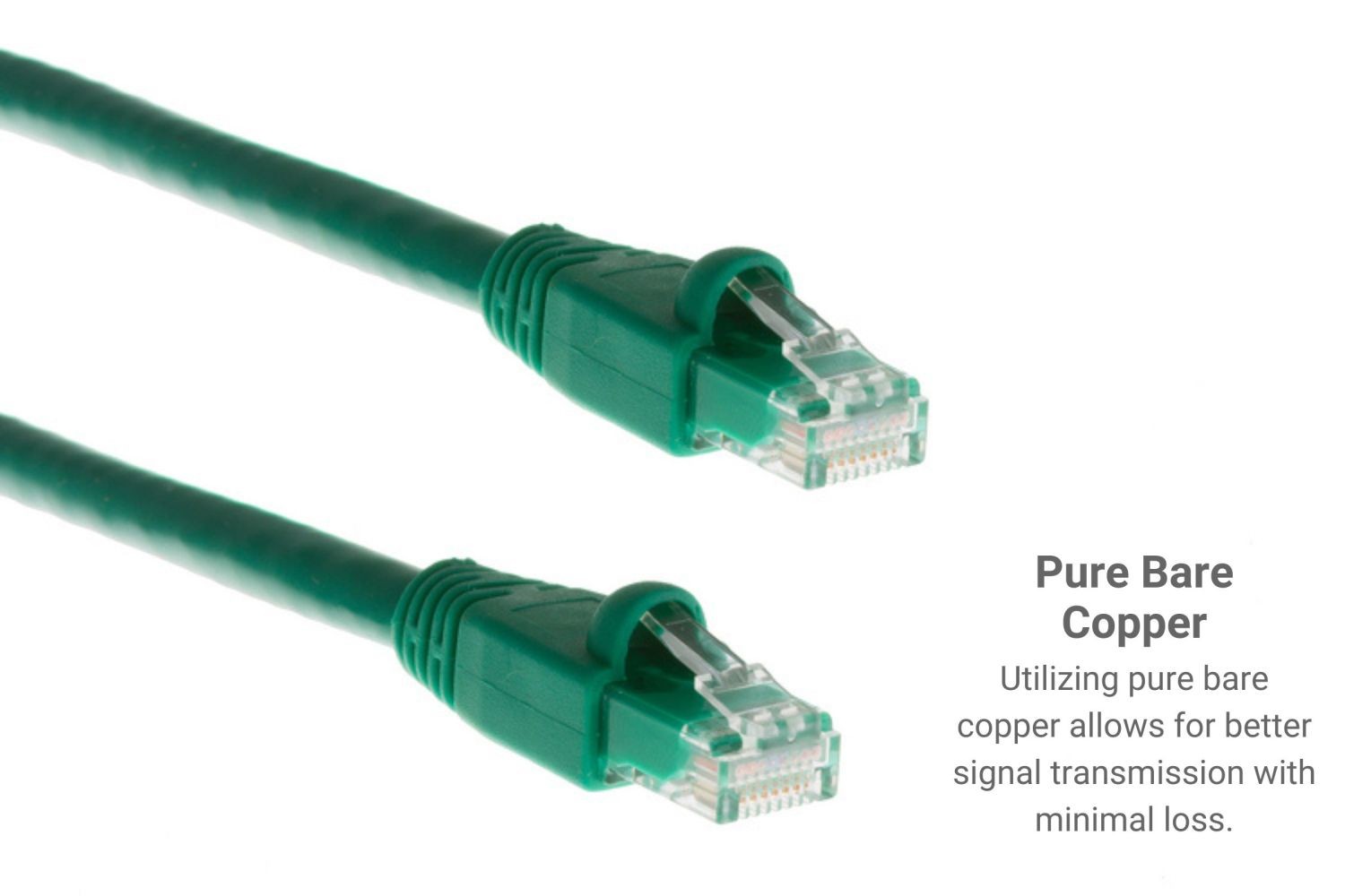 CAT6A Ethernet Patch Cable, Snagless, 10′, Green – Lifetime Warranty