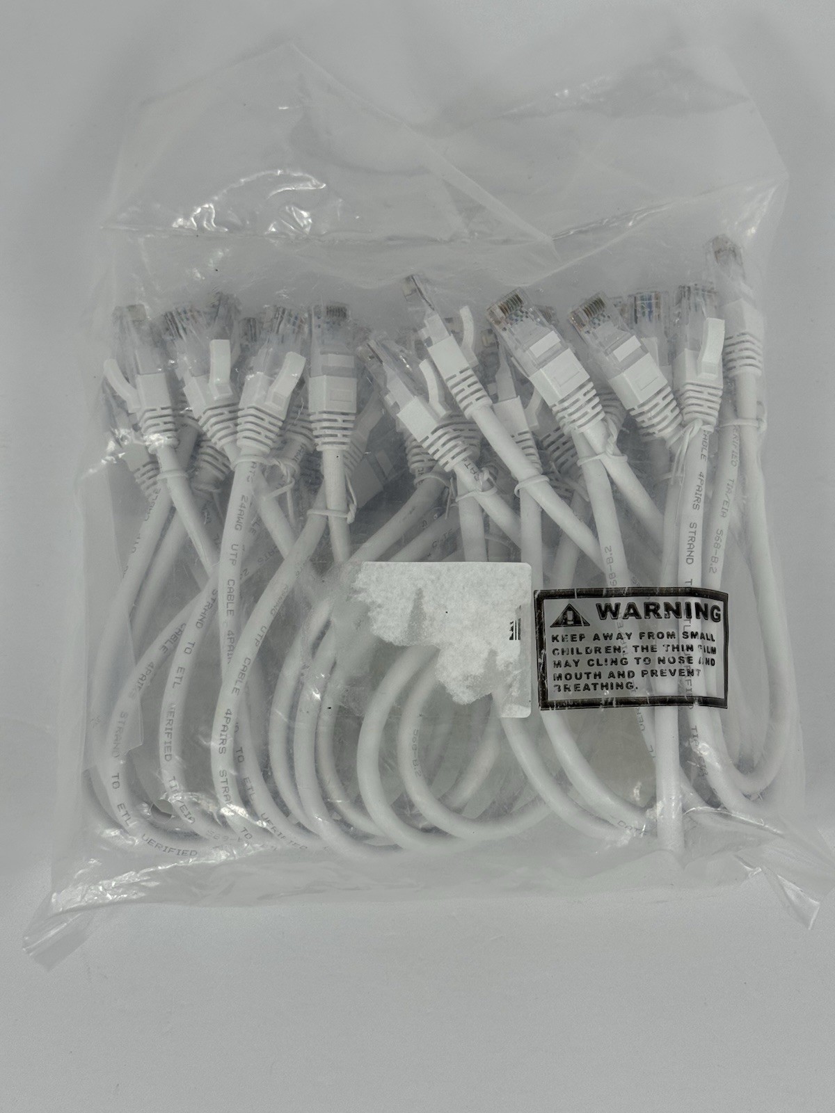 20 PACK CAT6 Ethernet Patch Cable 1 ft (foot) WHITE