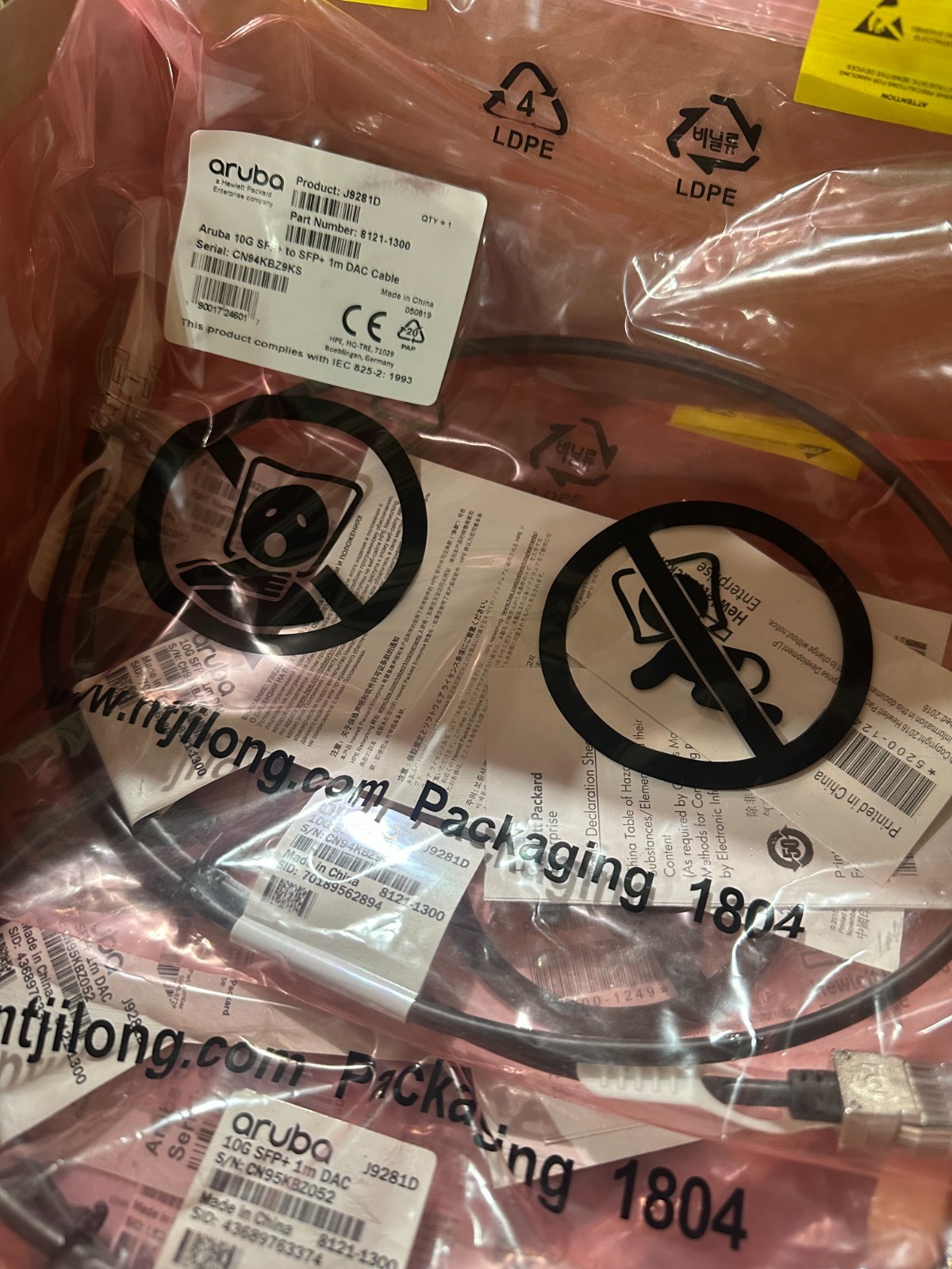 J9281D HPE Aruba 10G SFP+ to SFP+ 1m DAC Cable *BRAND NEW SEALED*
